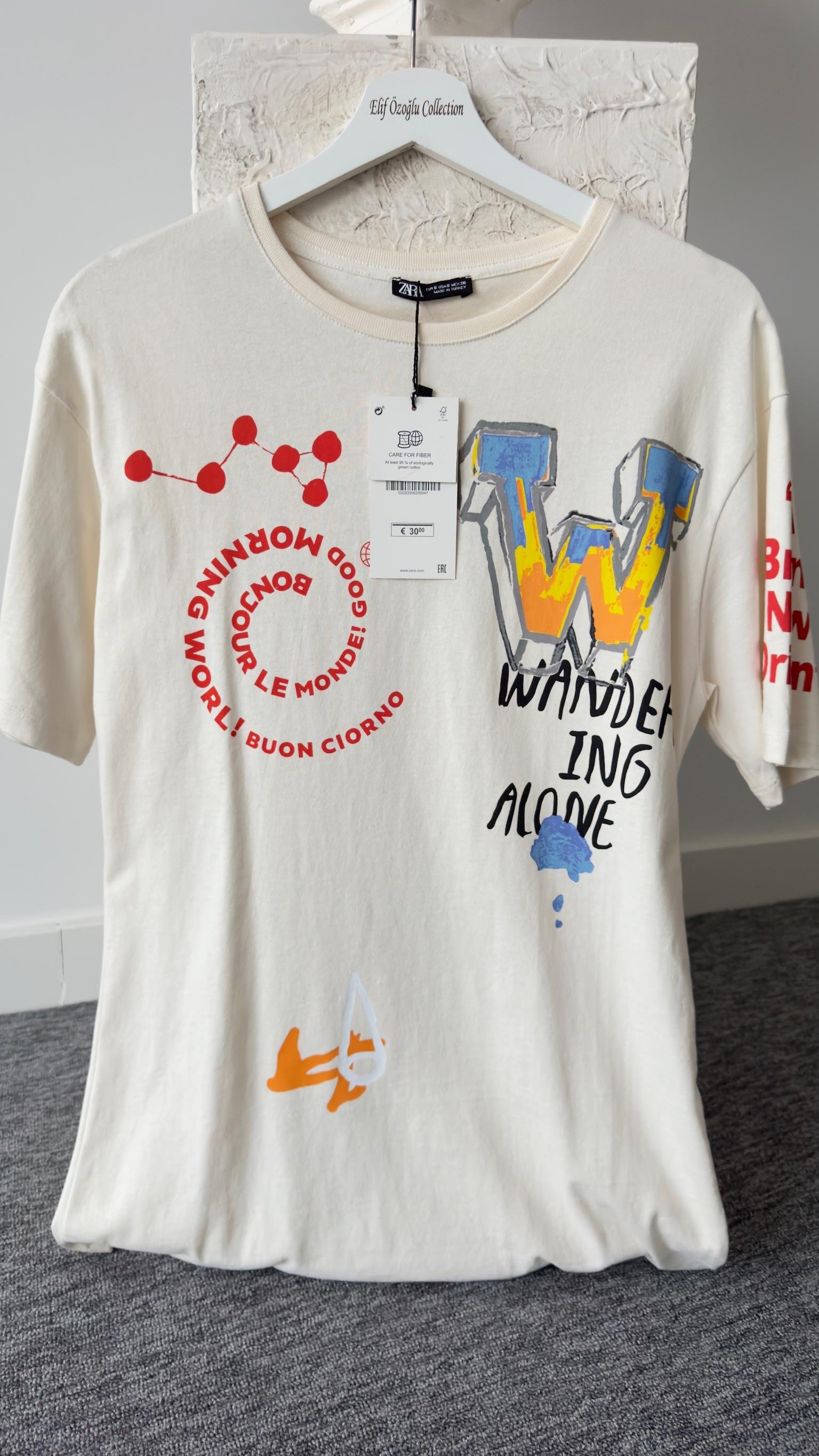 Orj Zra Baskılı Beyaz Tshirt