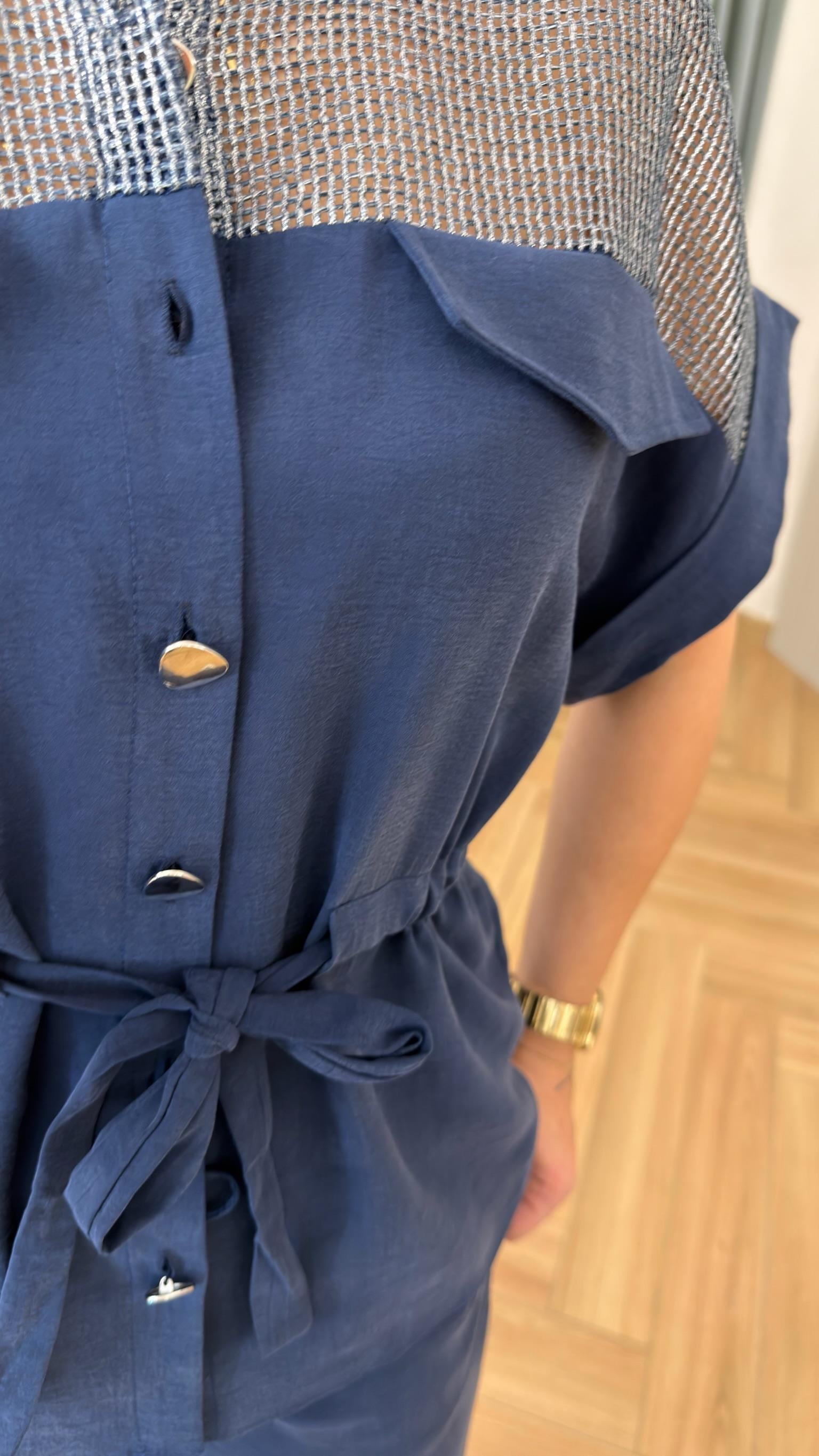 Lacivert Holana File Detaylı Tensel Takım