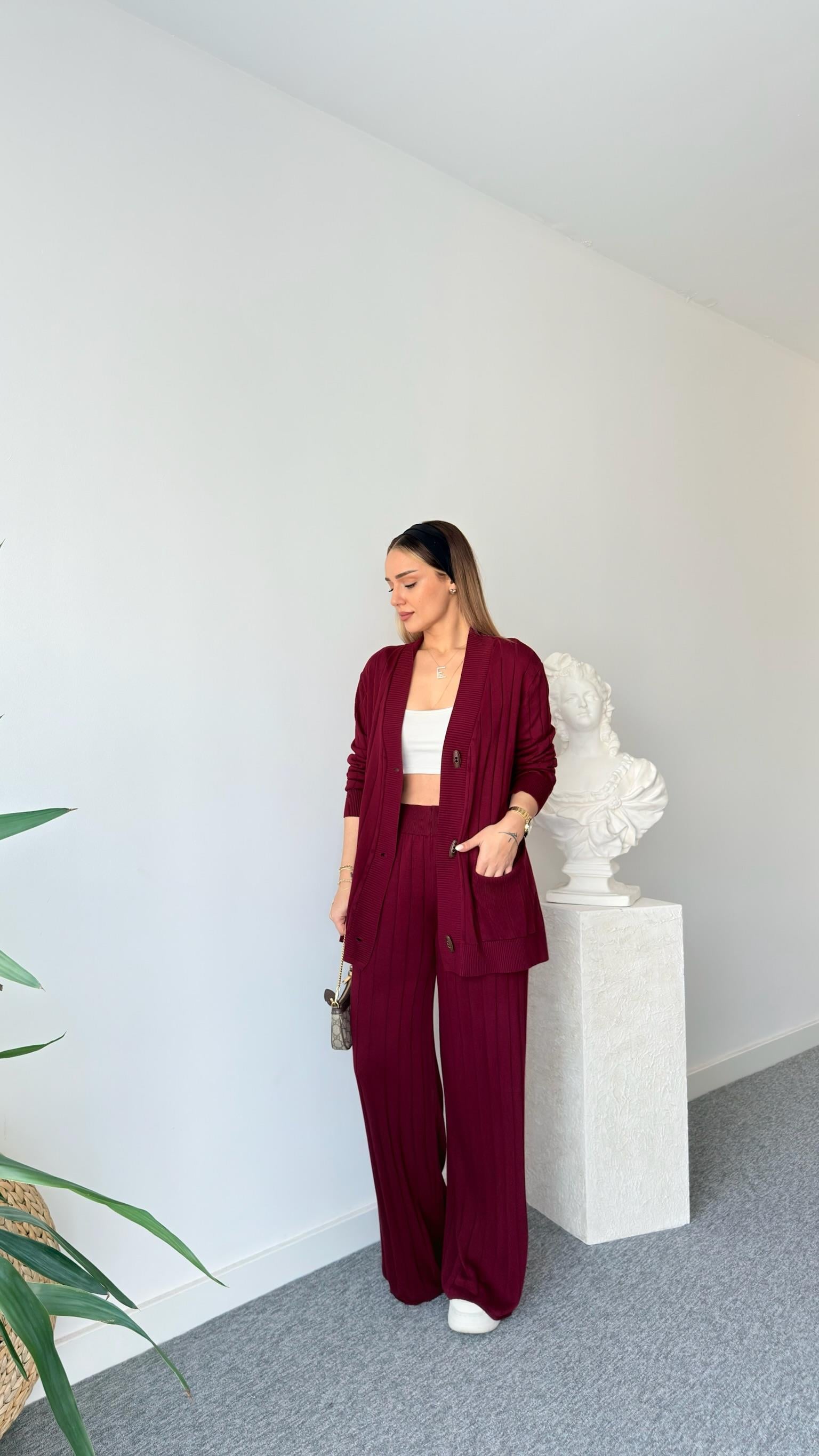 Bordo Jair Mevsimlik Triko Takım
