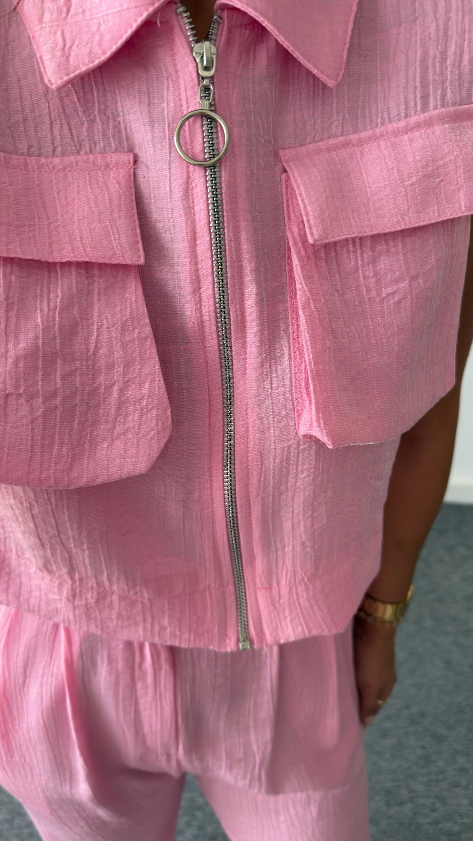 Pembe Gjen Fermuarlı İkili Takım