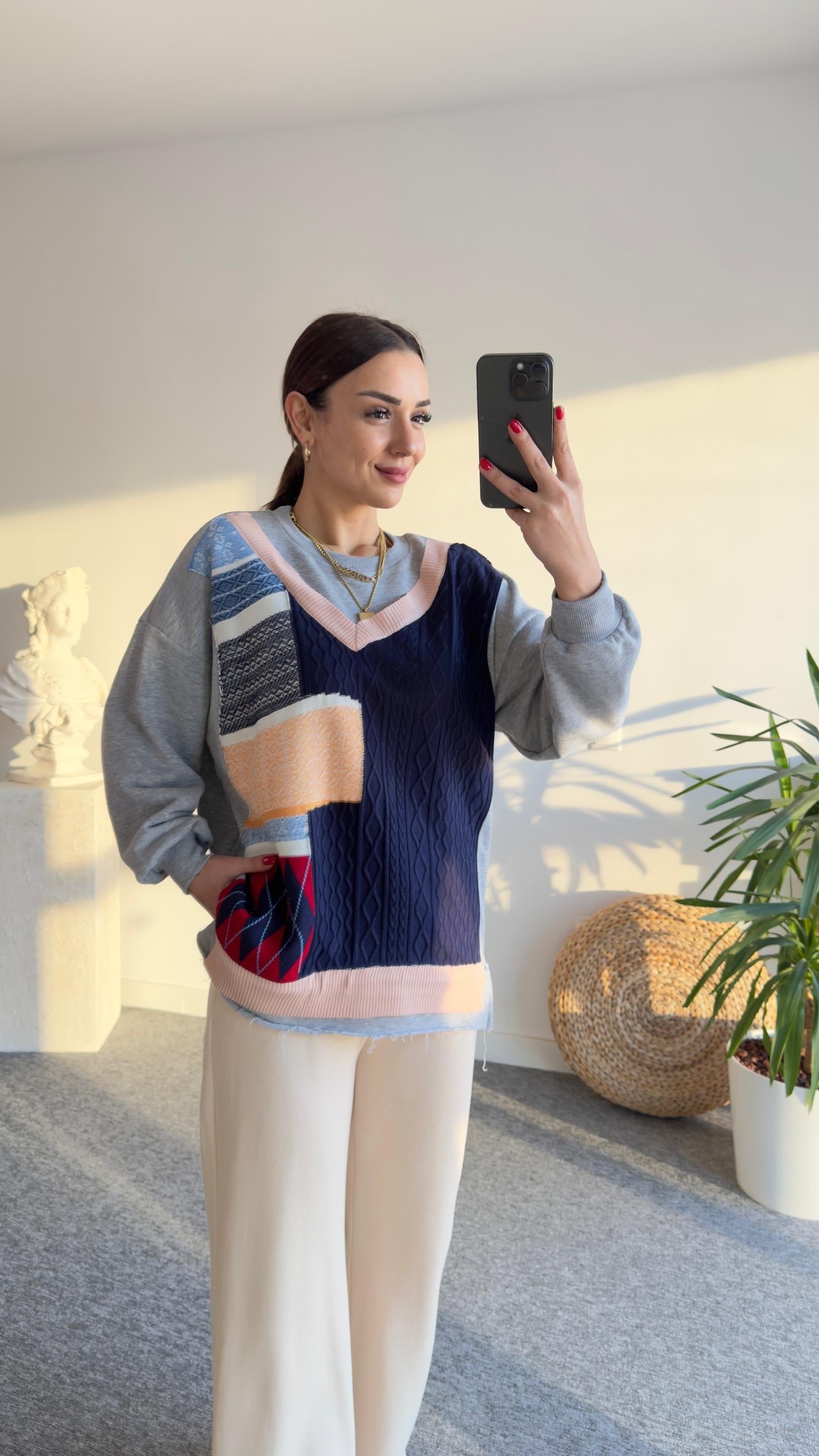 Sheri Tws Model Garnili Gri Sweat