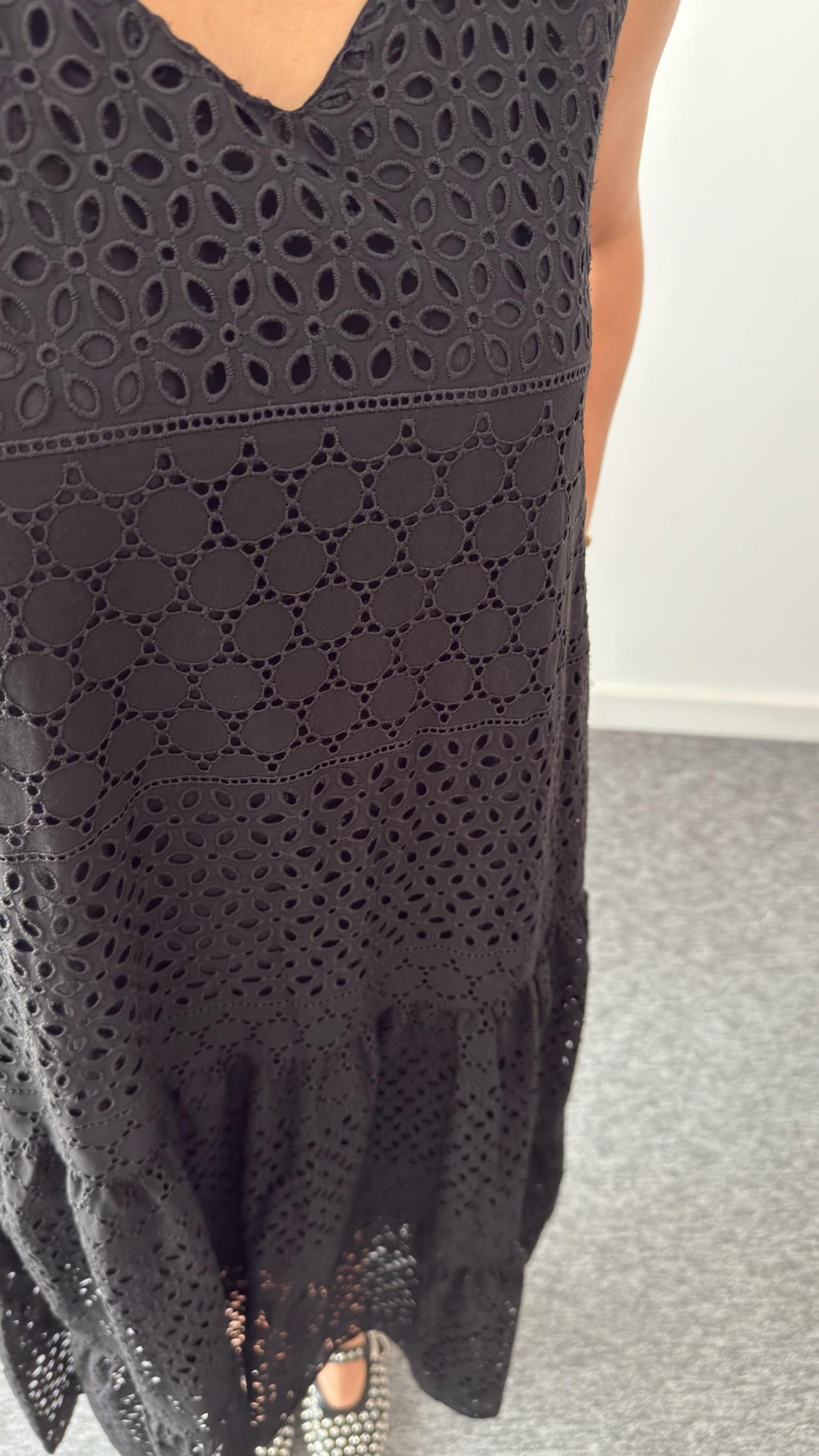 Siyah Oslo V Yaka Fisto Elbise