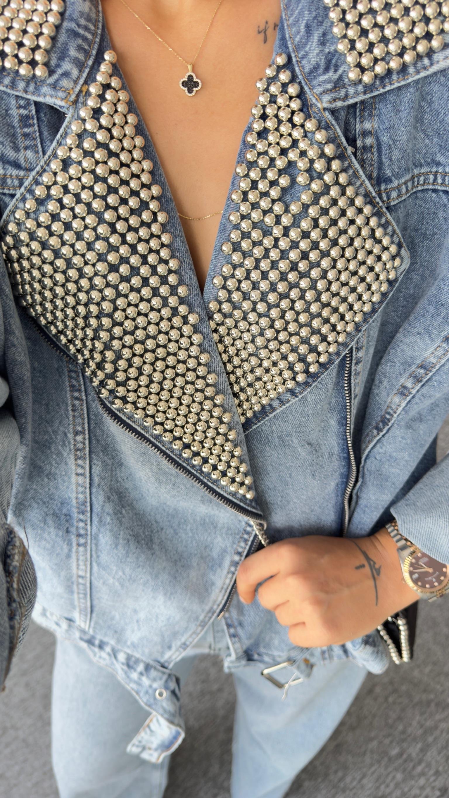Premium Droplu Jean Ceket