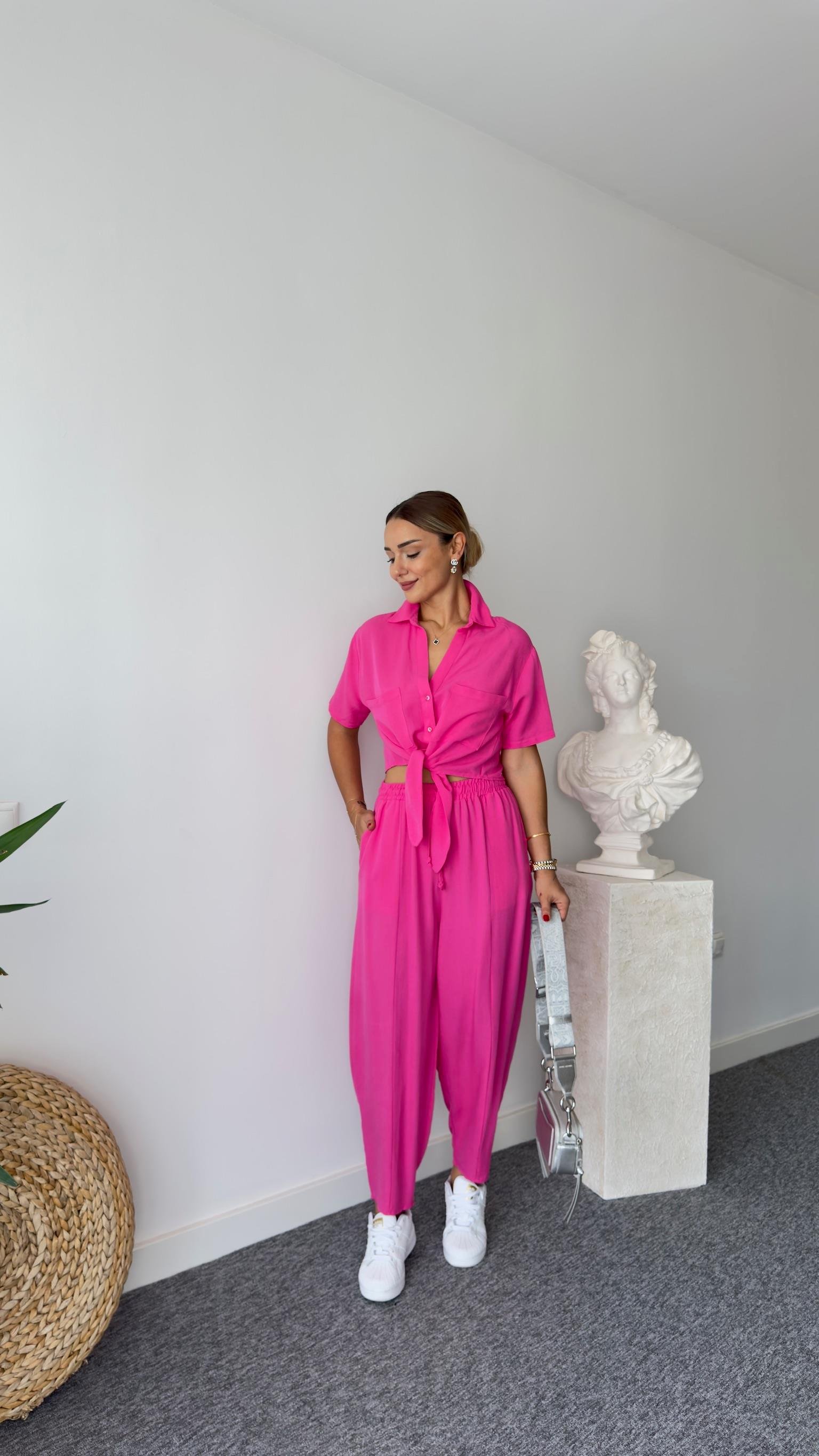 Lamo Bağlama Detaylı Gömlek Pantolon Takım