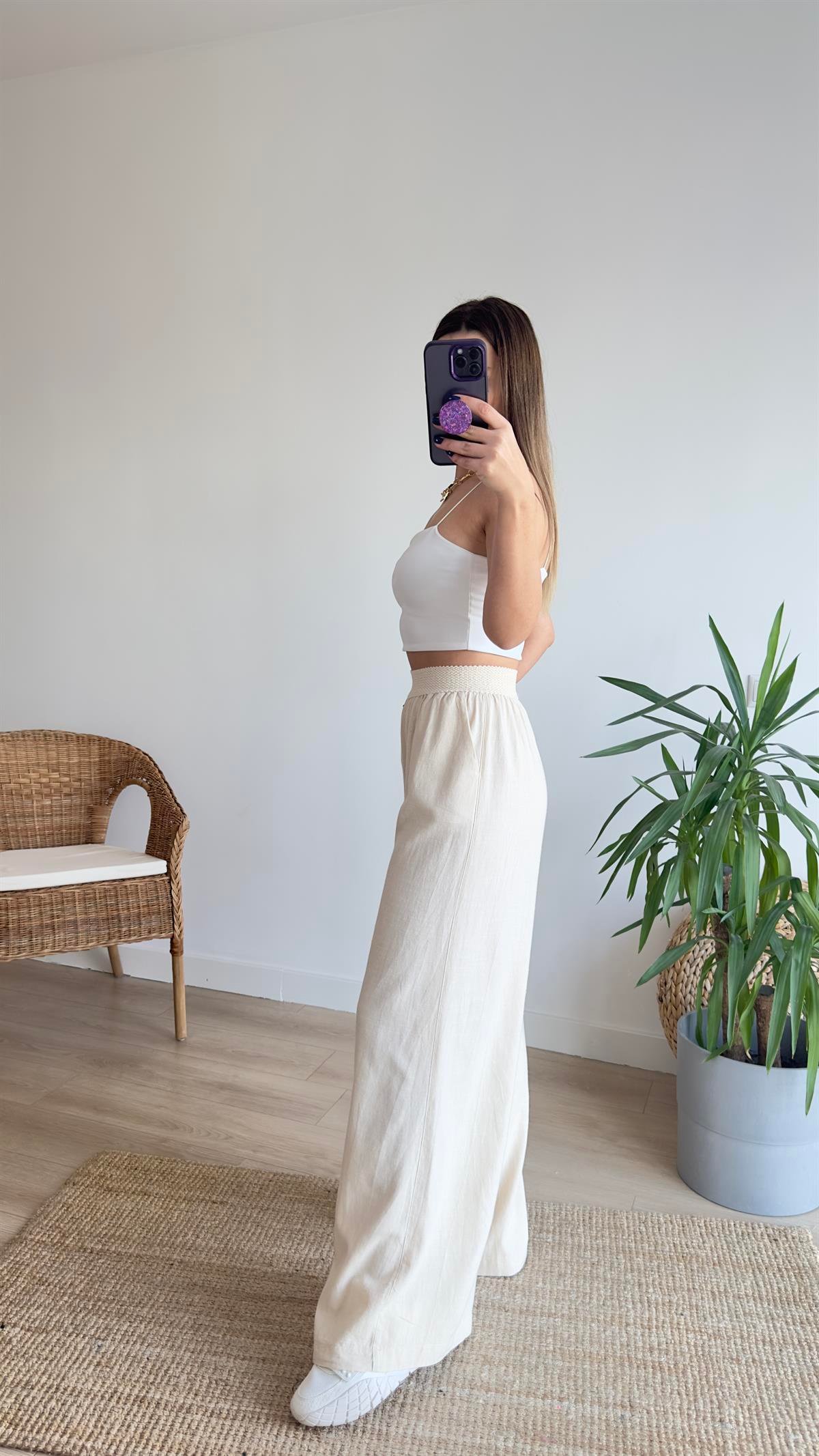 Beli Lastikli Keten Pantolon