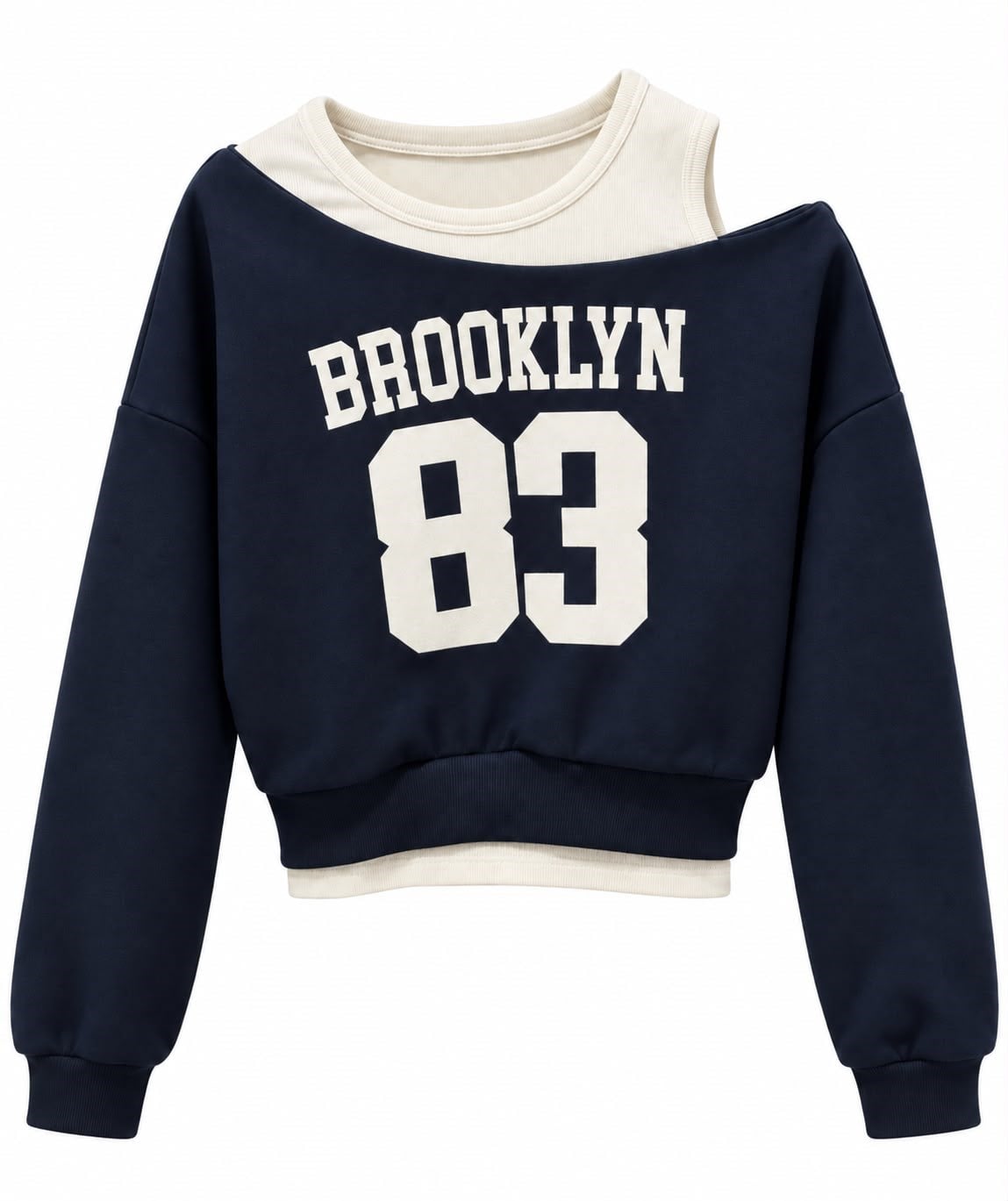 Lacivert 83 Yazılı Çift Parça Görünüm Sweatshirt 