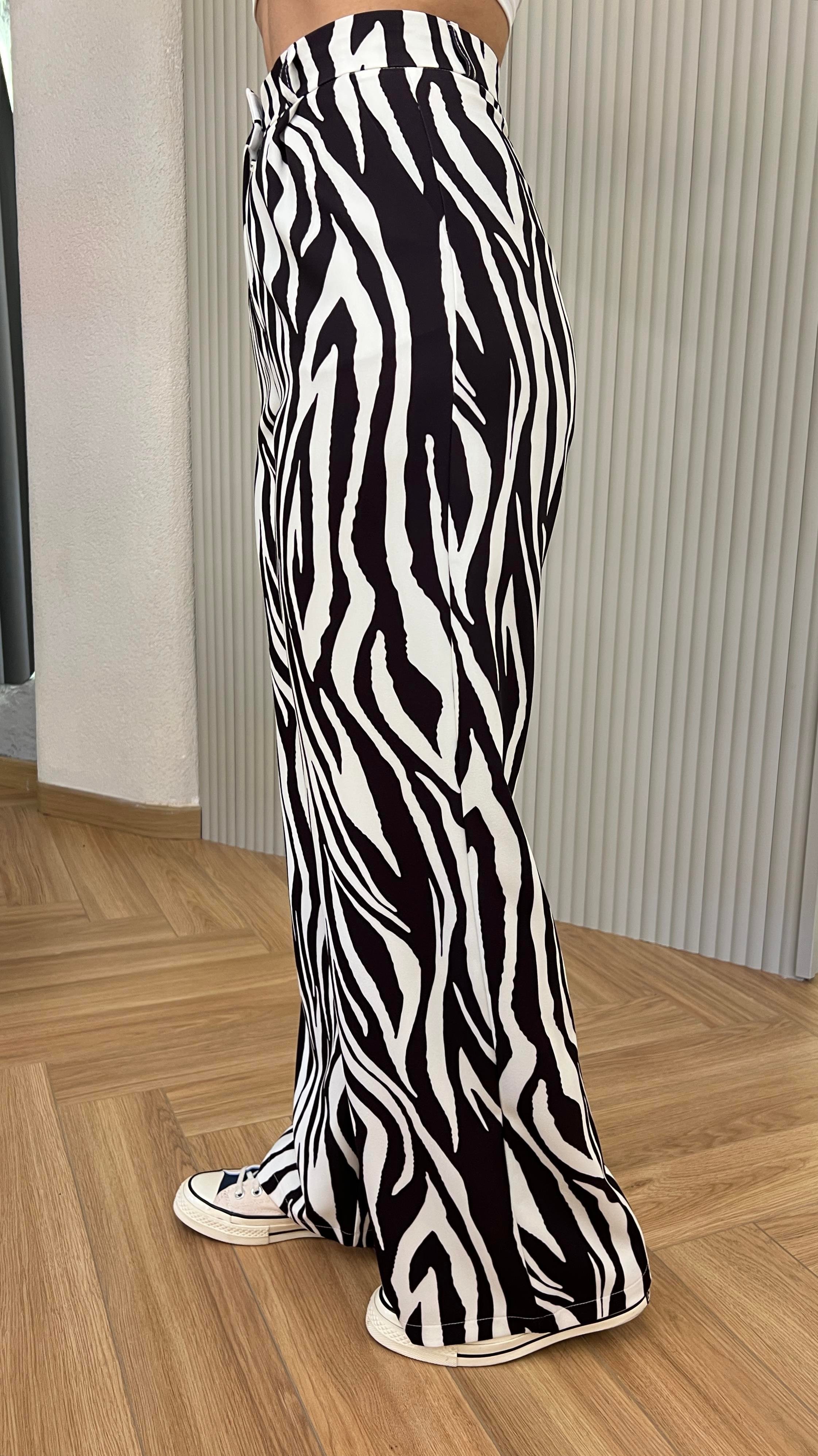 Lares Zebra Desenli Yüksek Bel Pantolon