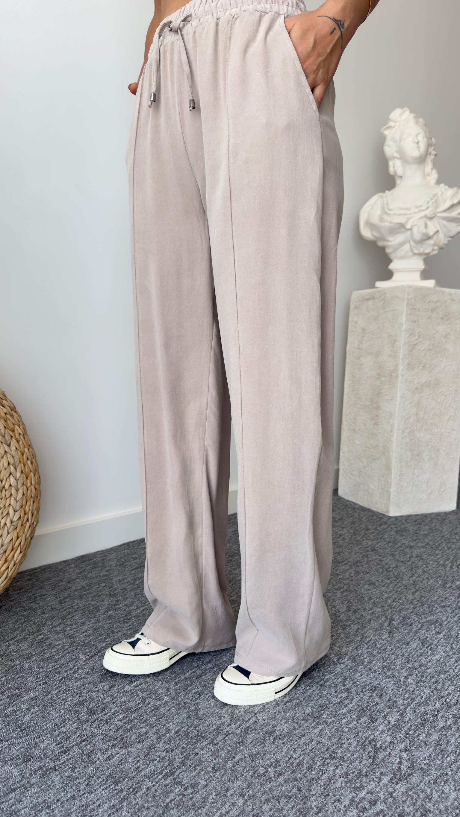 Orj Marka Yıkamalı Bej Tensel Pantolon