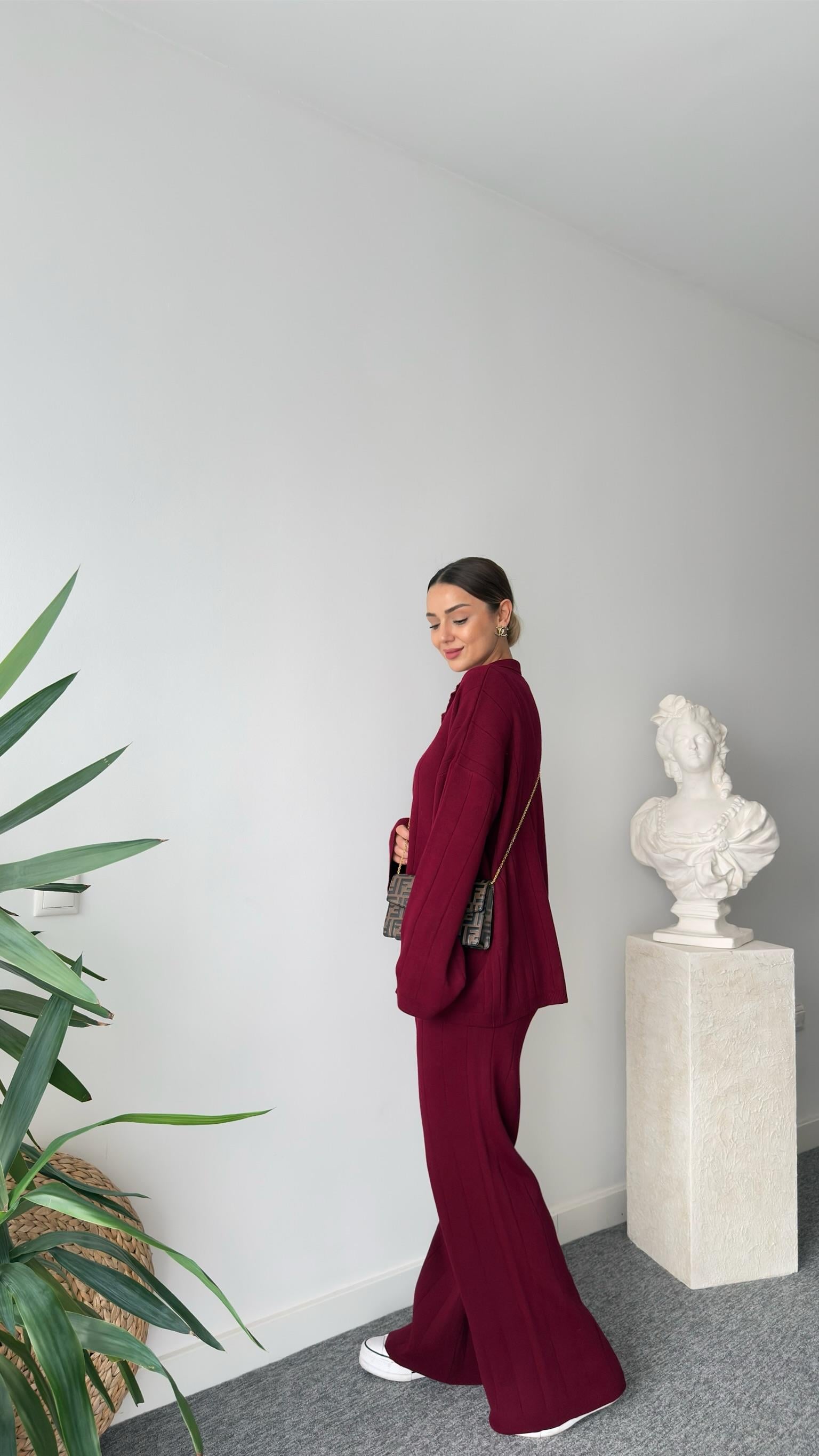 Bordo Quin Polo Yaka Triko Takım