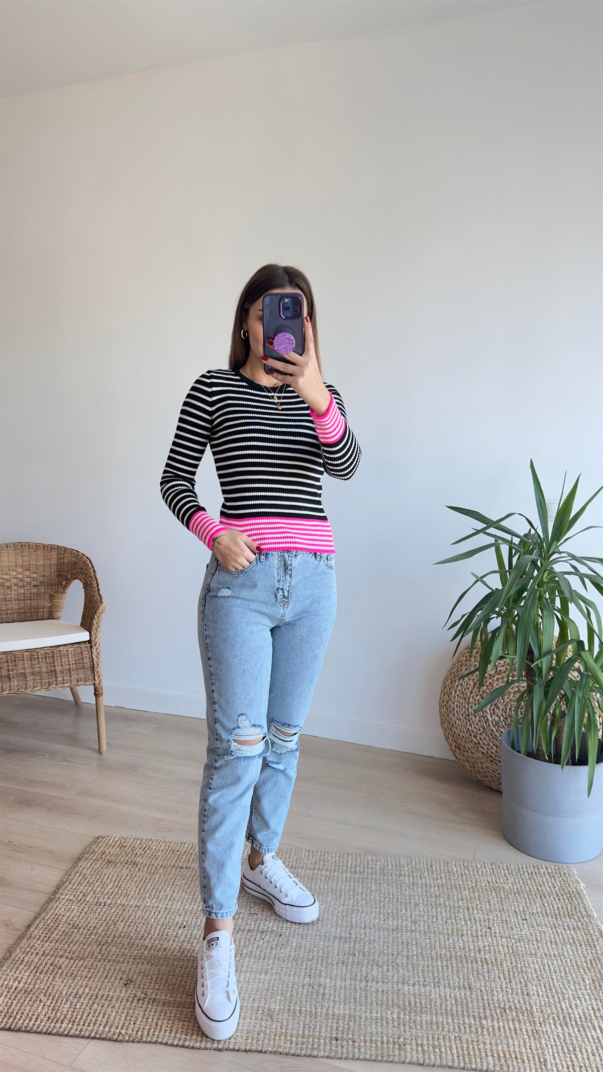 Pembe Renk Geçişli Triko