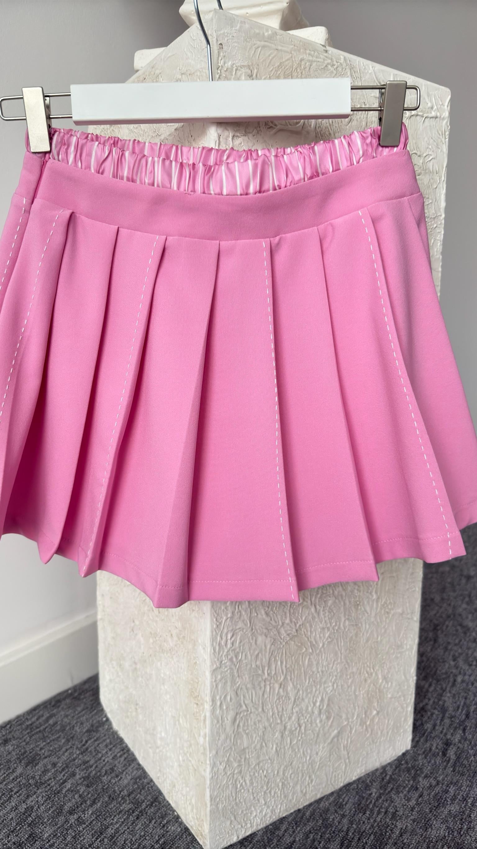 Arlet Piliseli Pembe Şort Etek