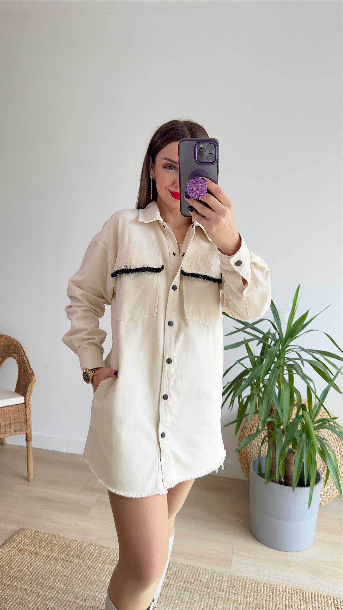 Püskül Ve Ponpon Detay Gabardin Ceket