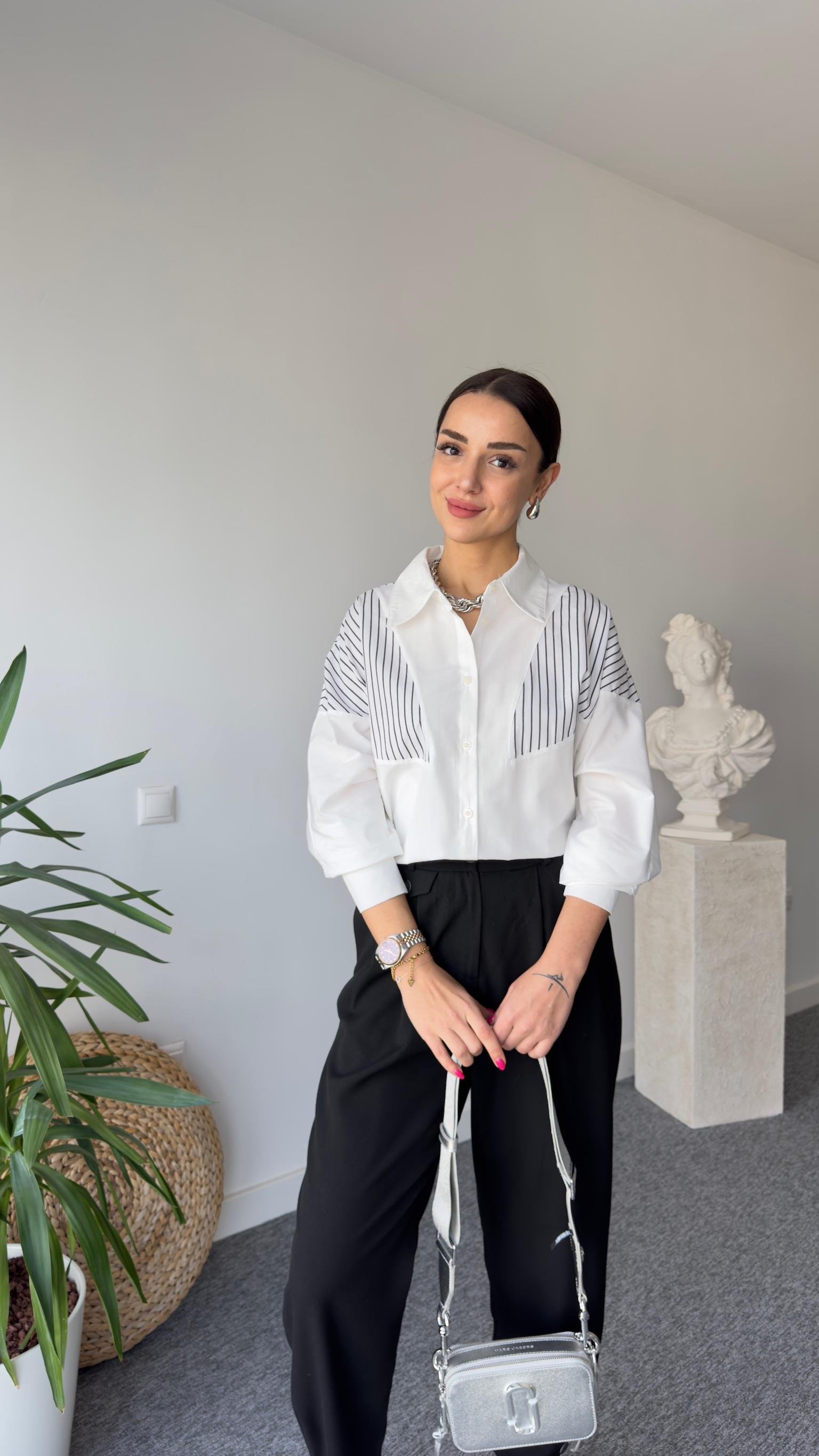Lori Siyah Çizgili Basic Gömlek