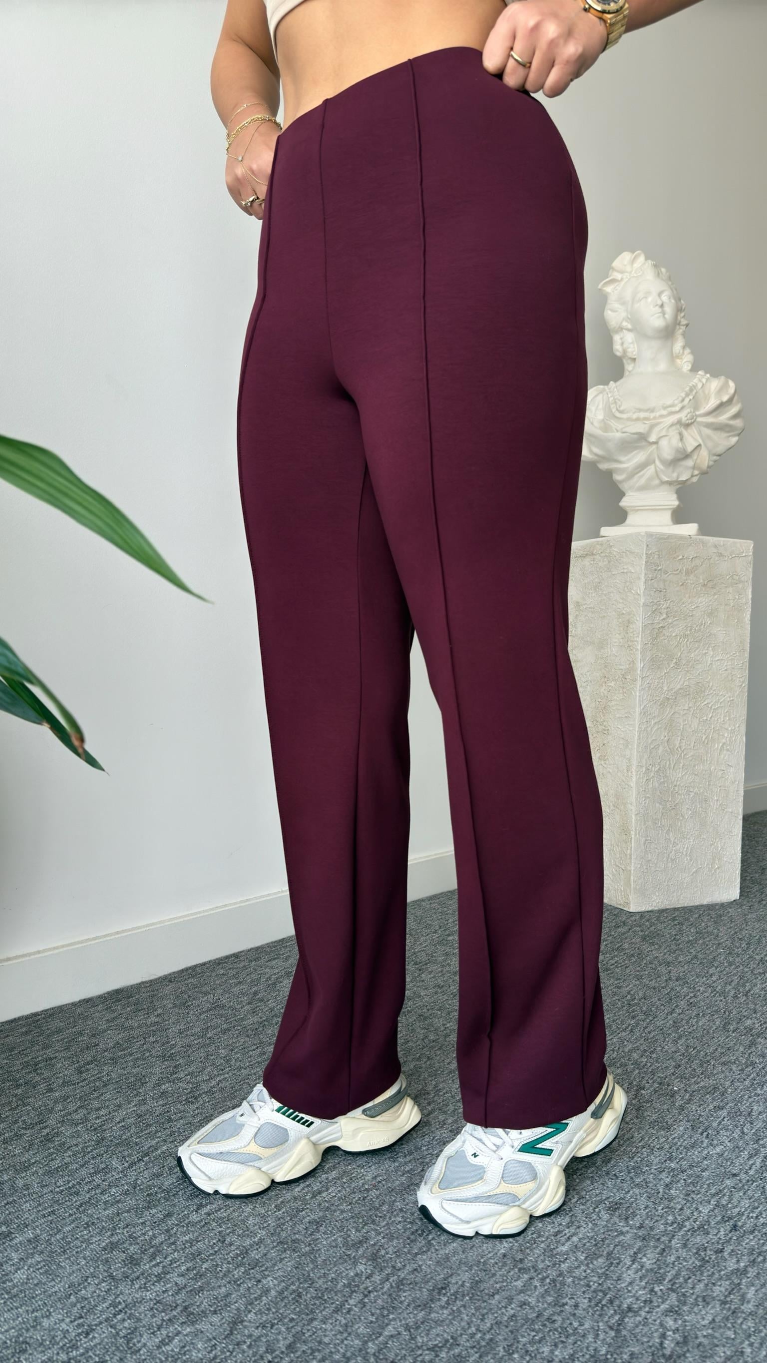 Bordo Çimalı Oys Modal Pantolon