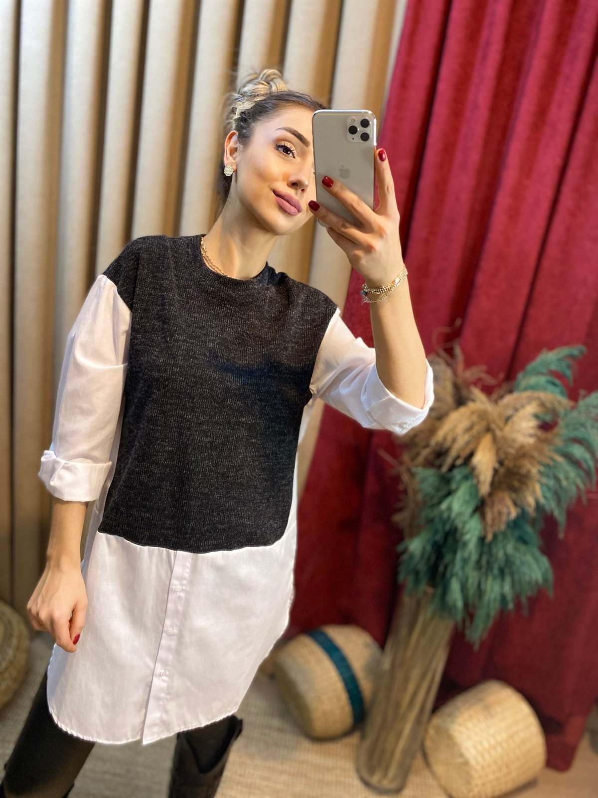 Triko Detaylı Gömlek