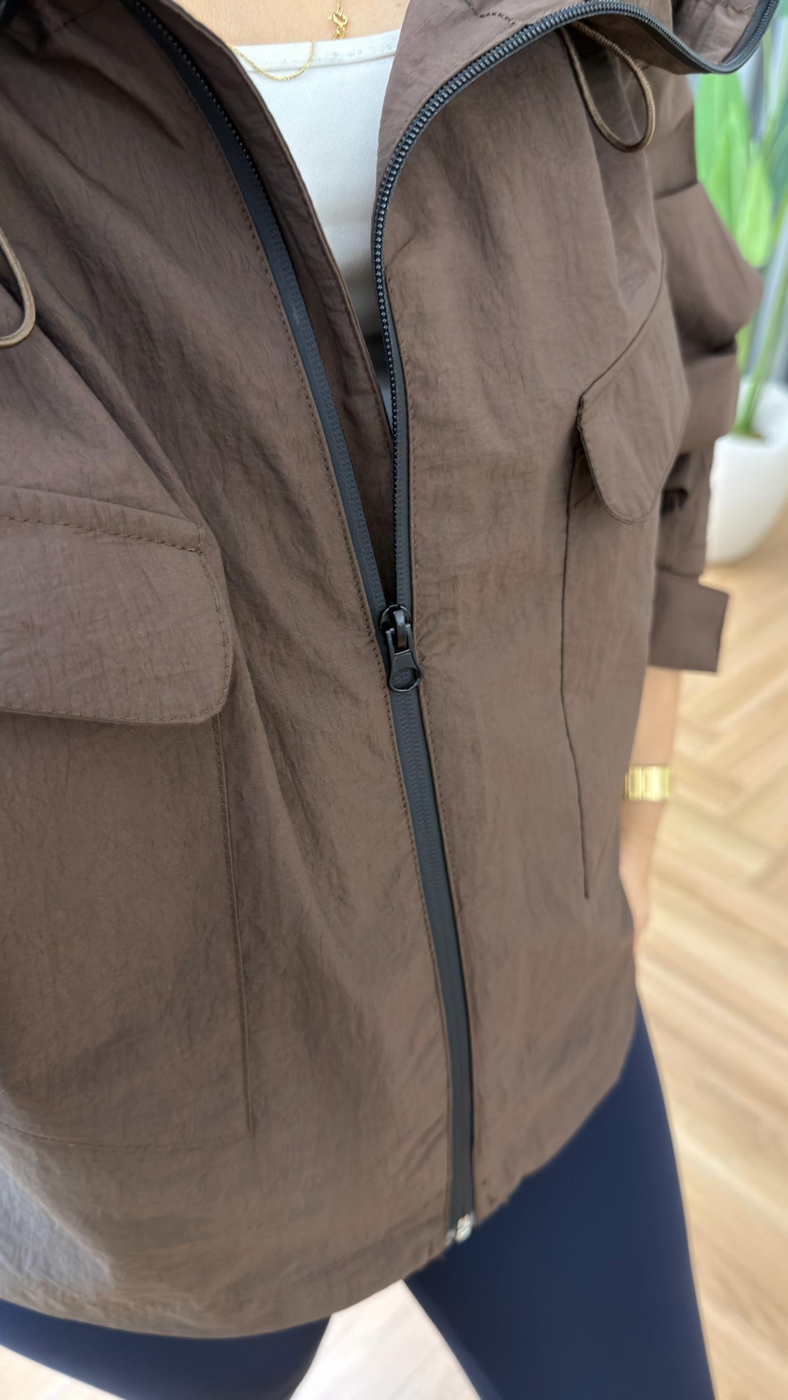 Kahve Larry Marka Model Büzgülü Ceket