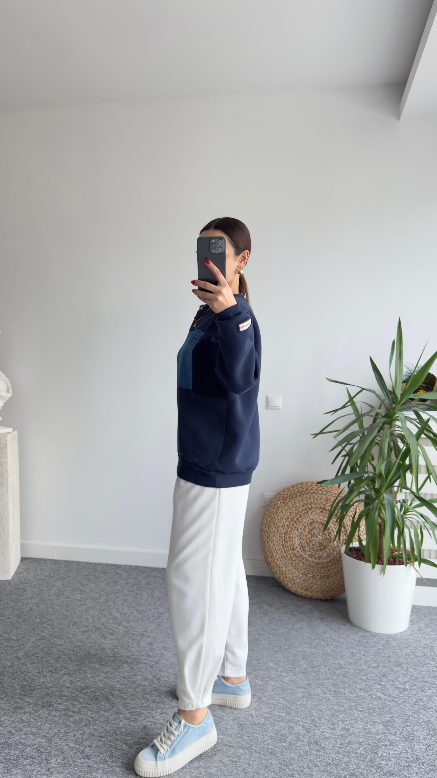 Kai Kot Parça Detay Lacivert Sweatshirt