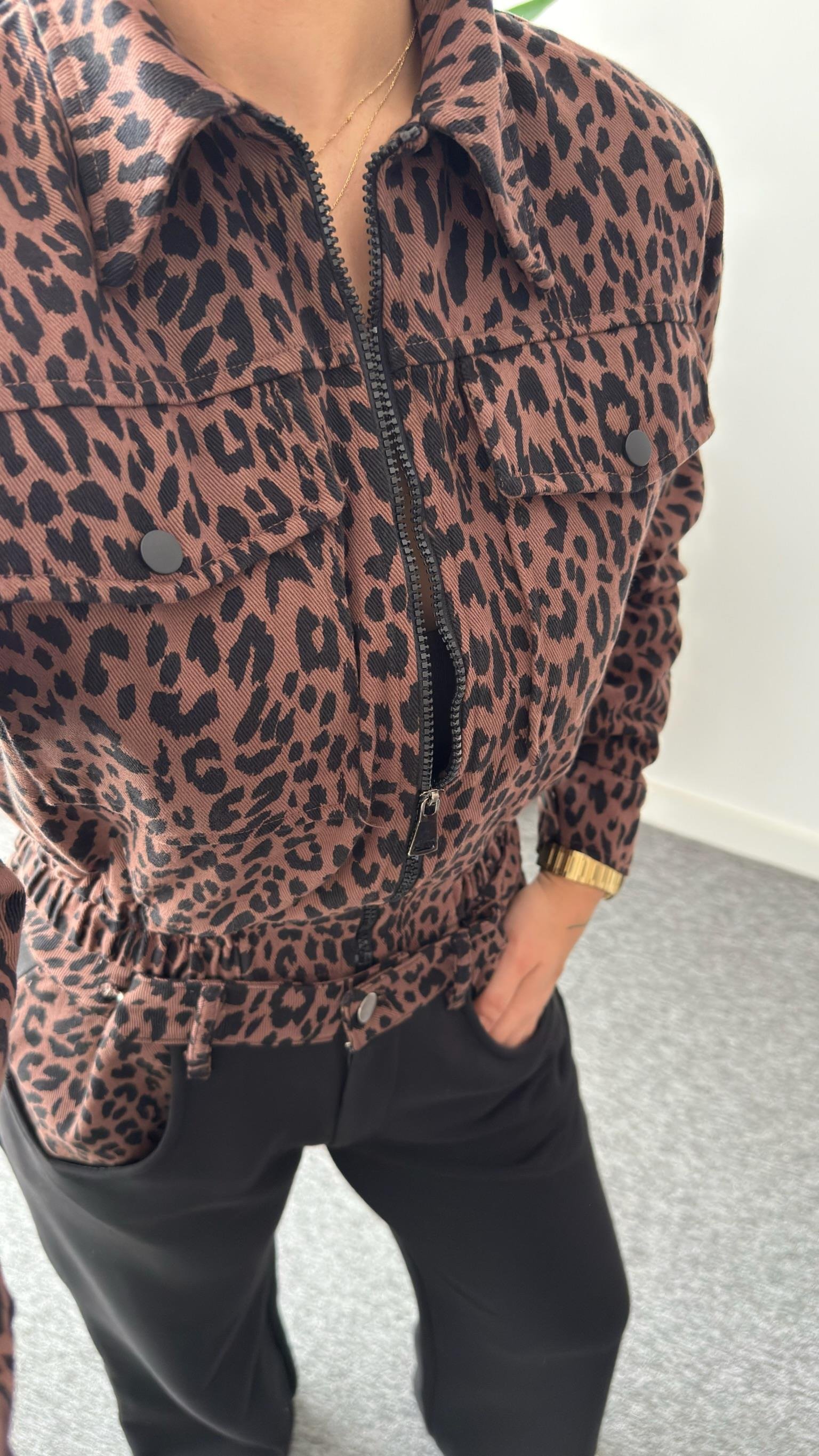 Stef Leopar Desenli Bomber Ceket
