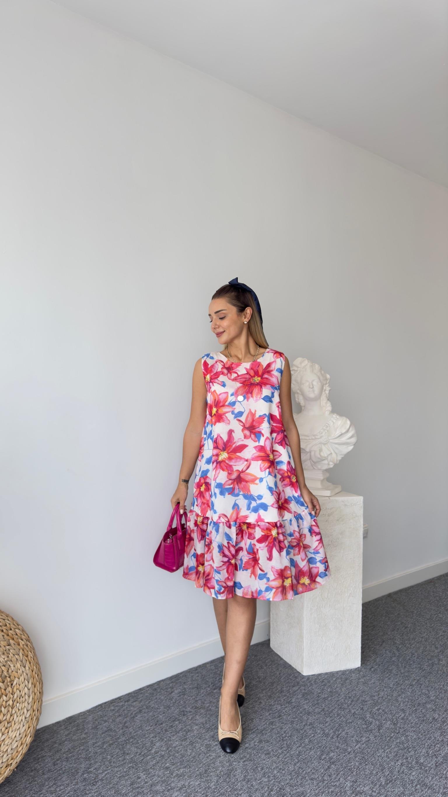 Carlin Çiçek Desenli Kolsuz Elbise 