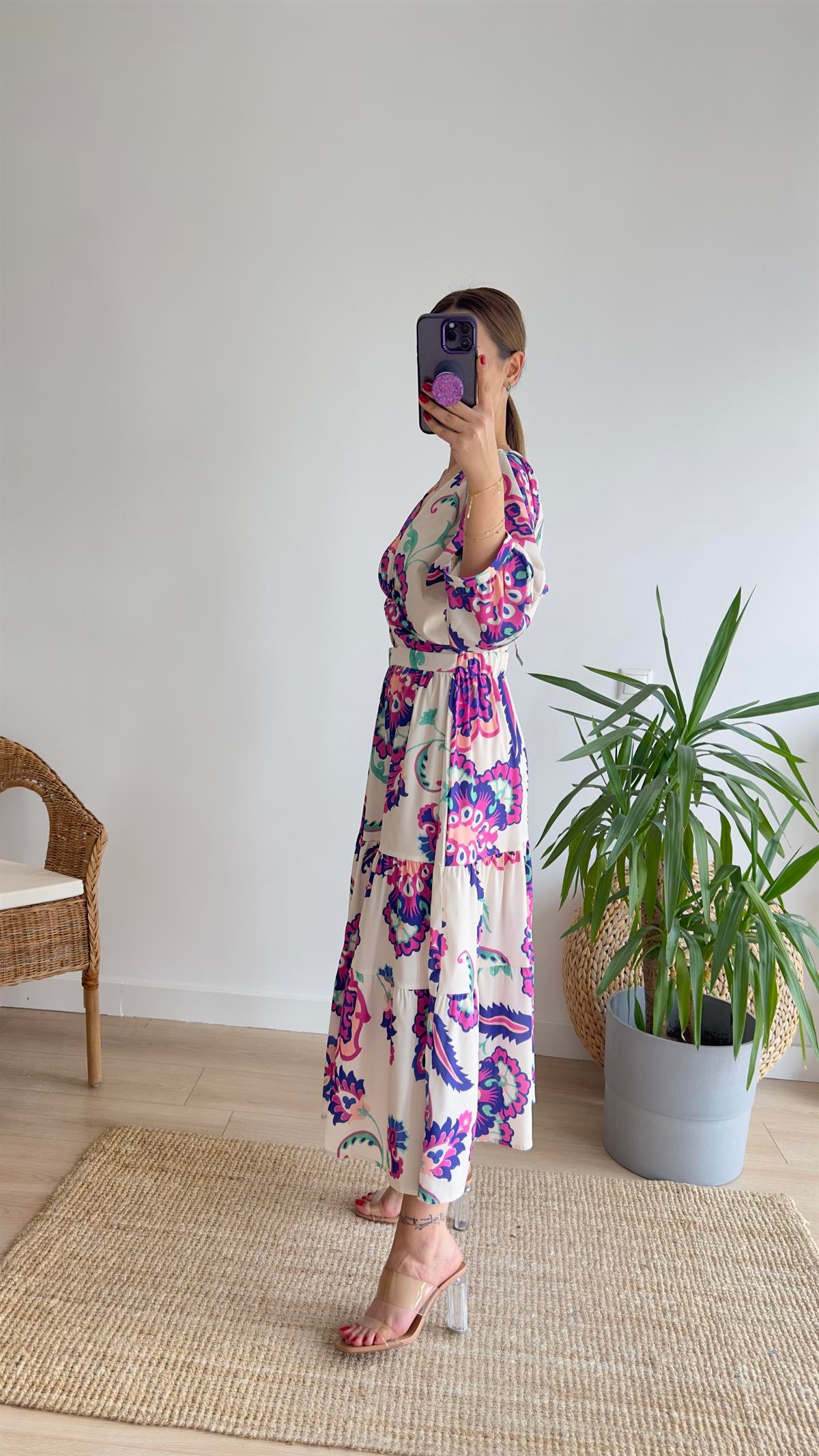 Nota Zra Model Desenli Poplin Elbise