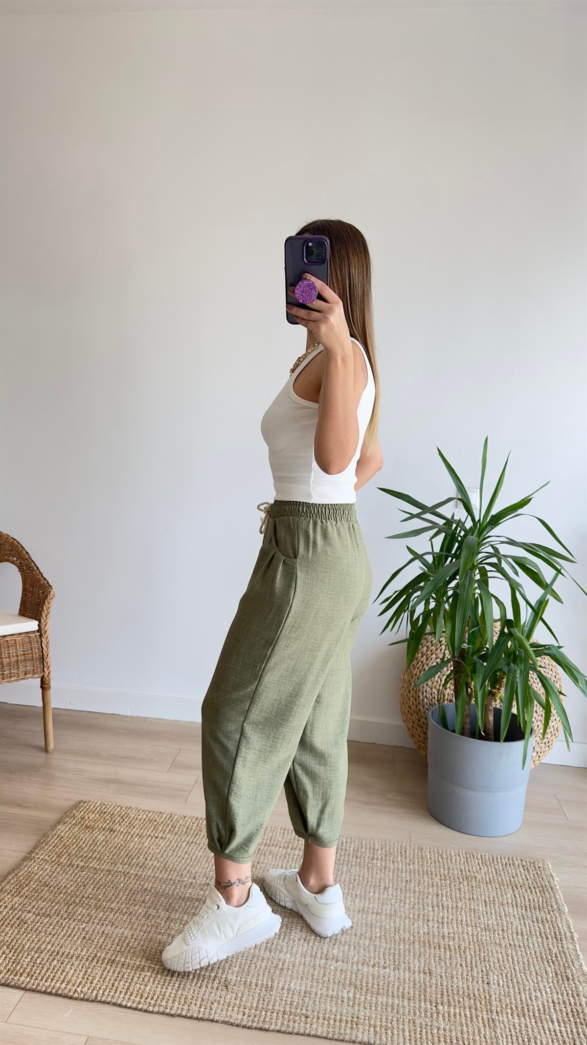 Lente Haki Şalvar Pantolon