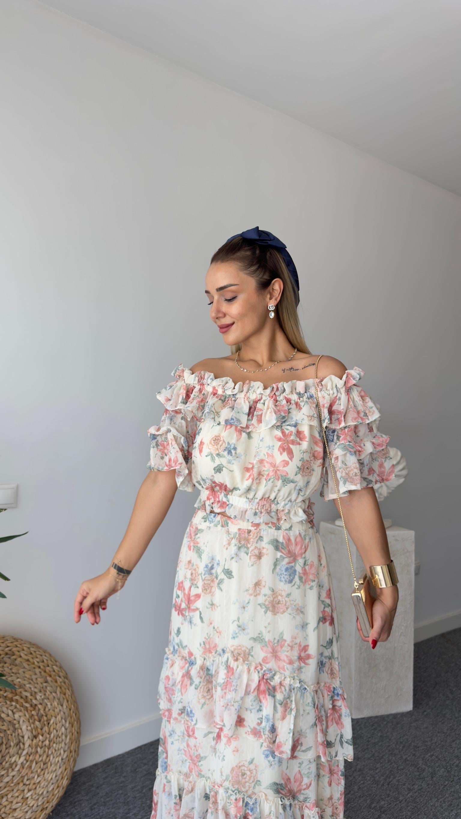 Palmin Fırfırlı Şifon Etekli Takım