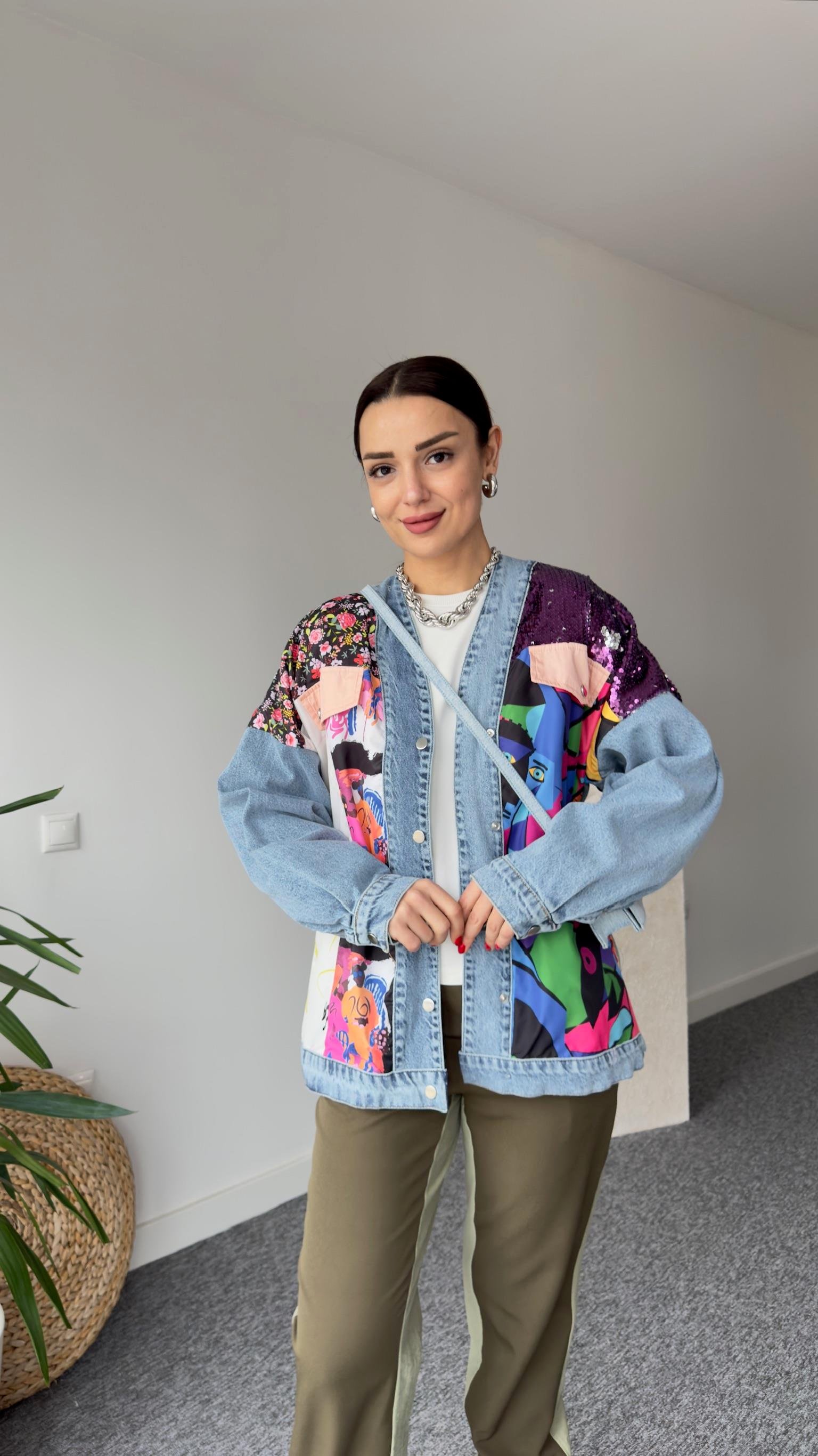 Pullu Tasarım Denim Ceket