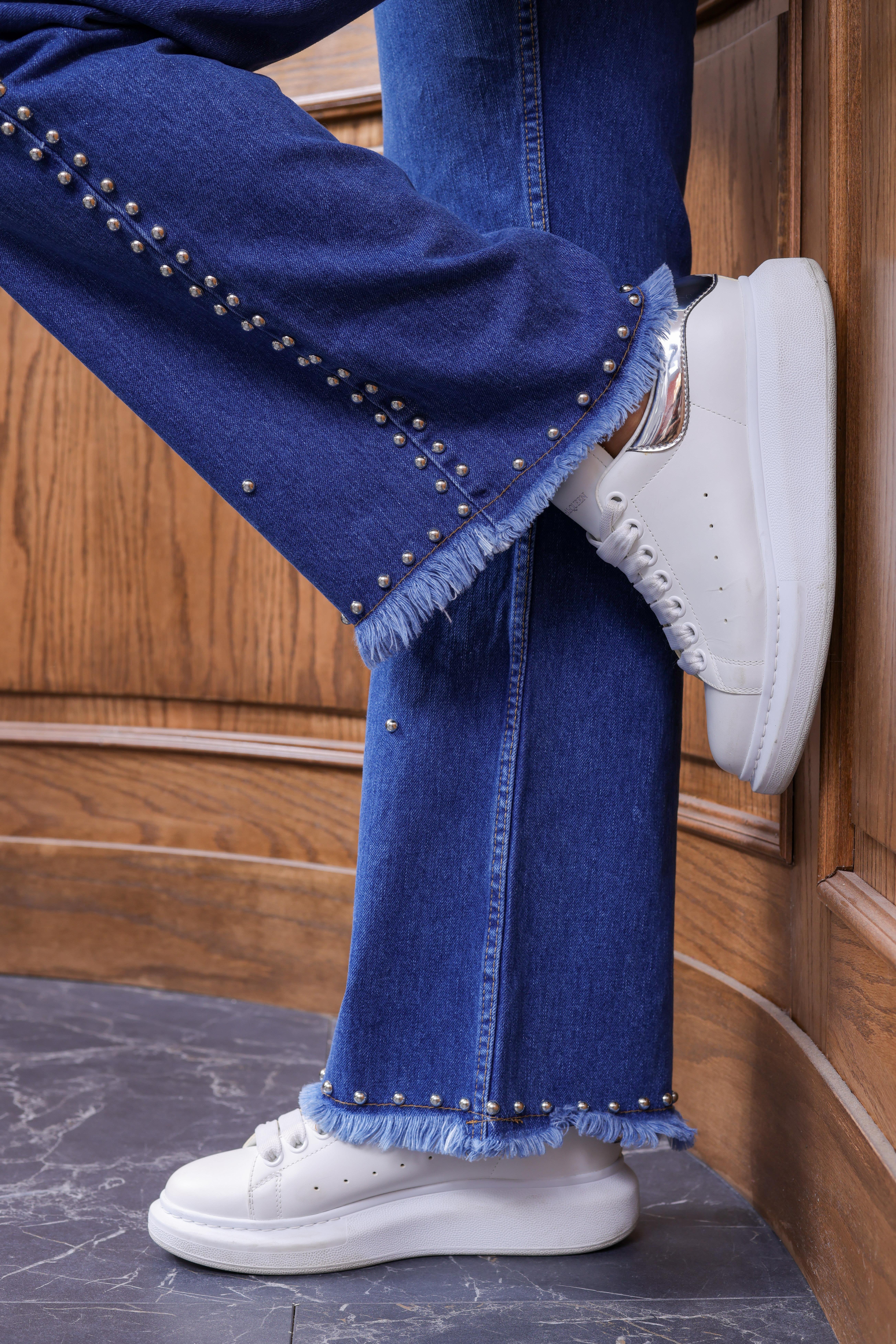 Zımba Baskılı Denim Gömlek Pantolon Takım