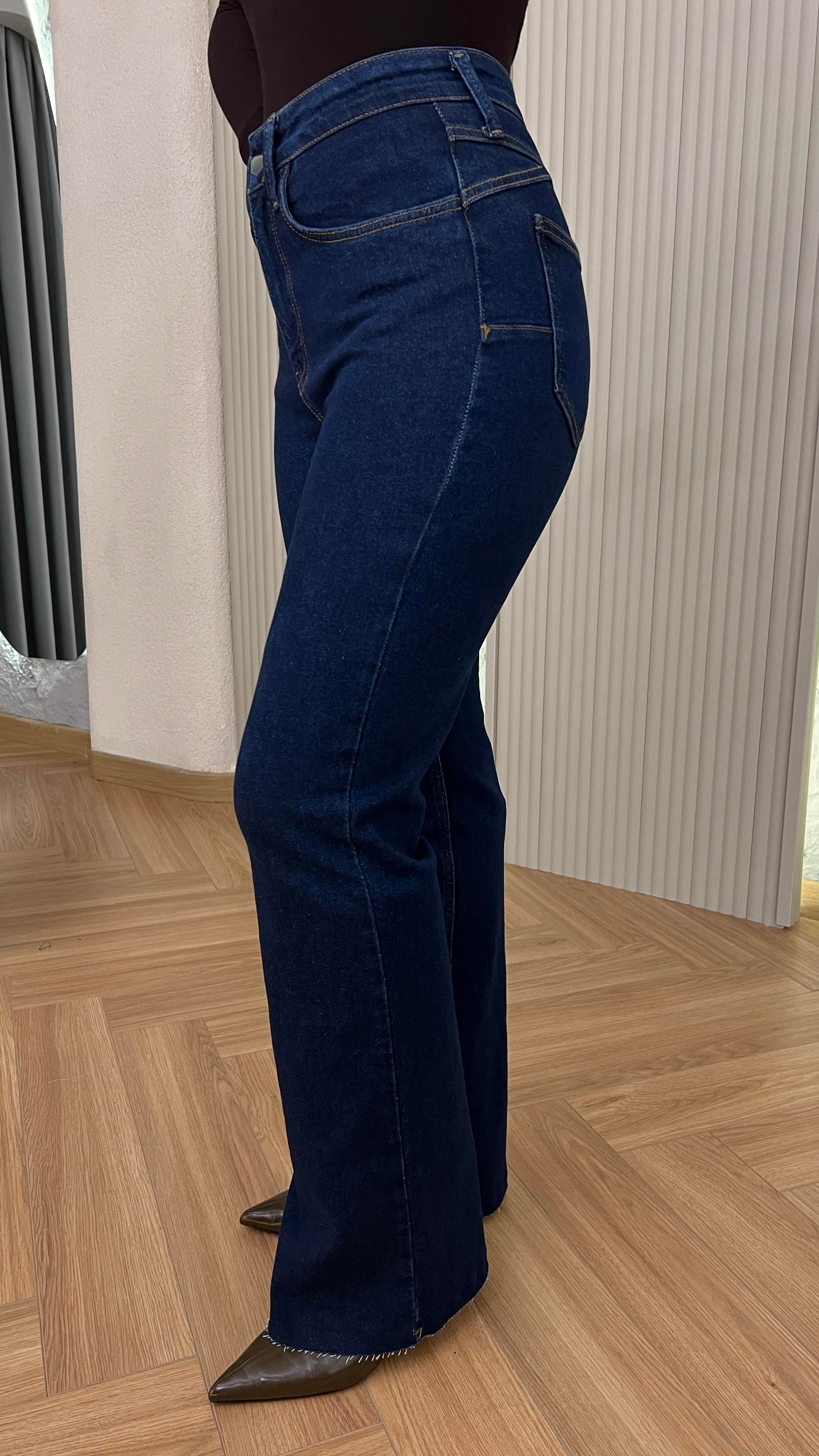 Lacivert Harlem Push Up Etkili Likralı Jean