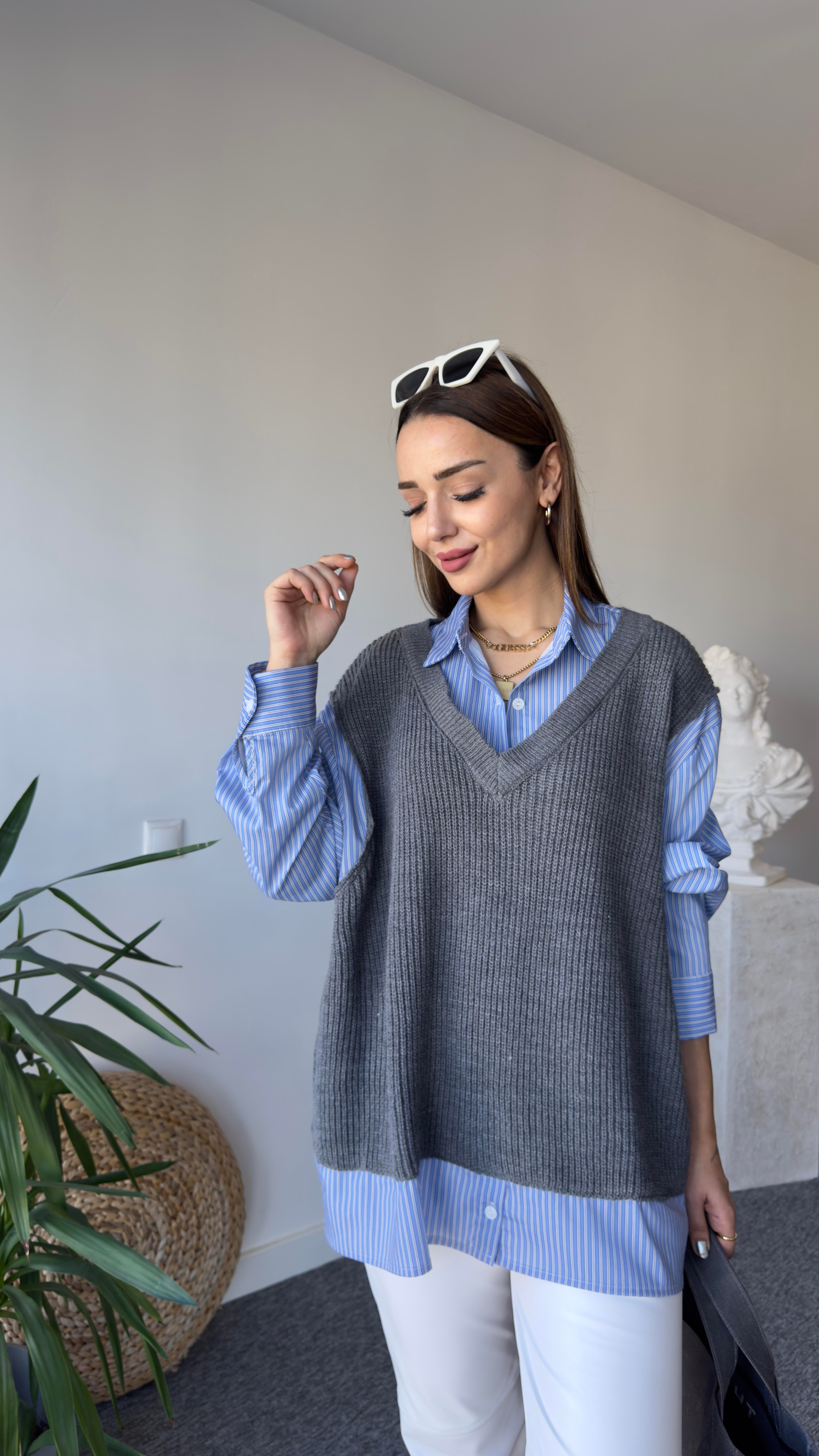 Zra Model Triko Detaylı Gömlek