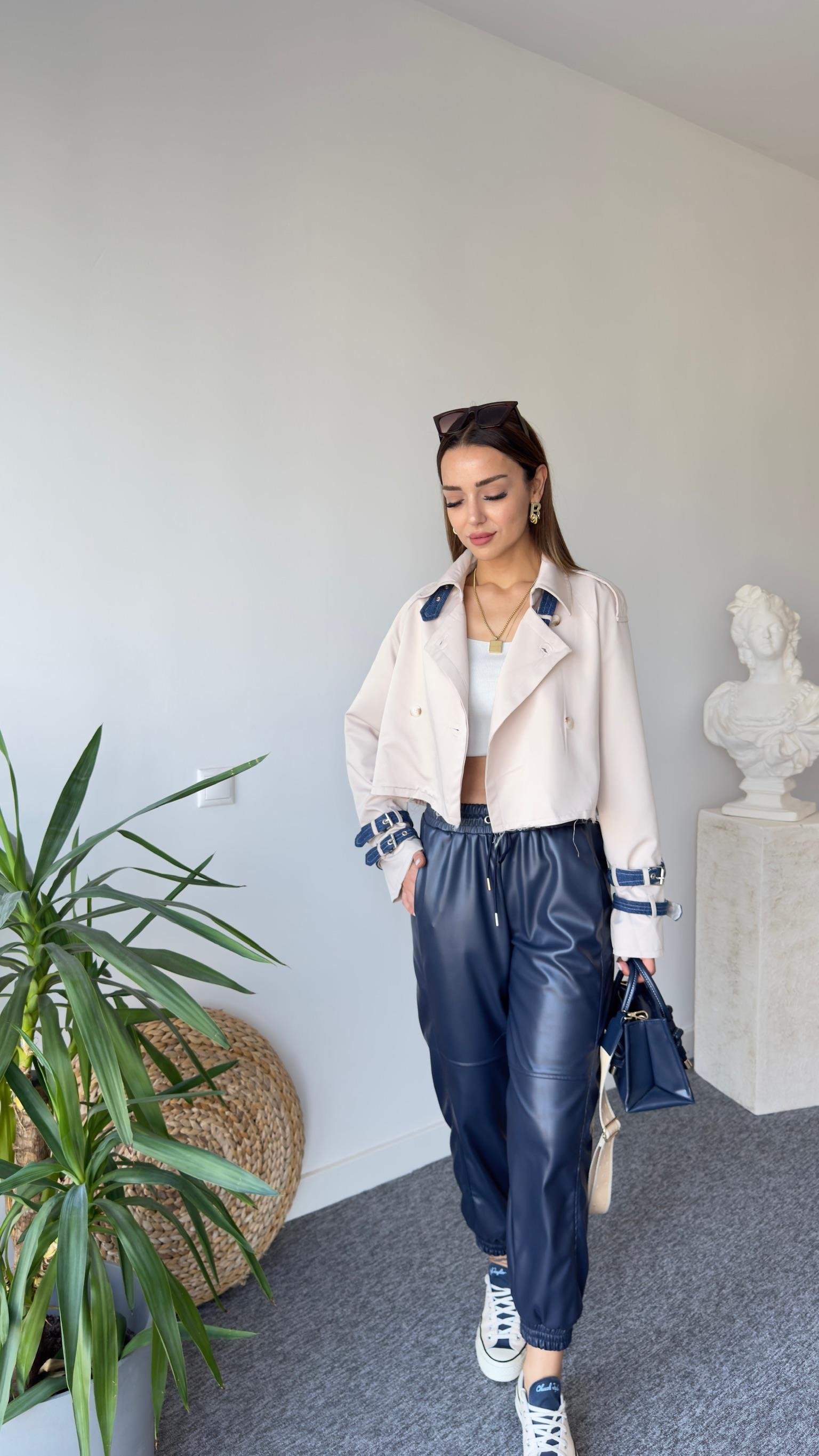 Orj Model Denim Detay Bej Ceket