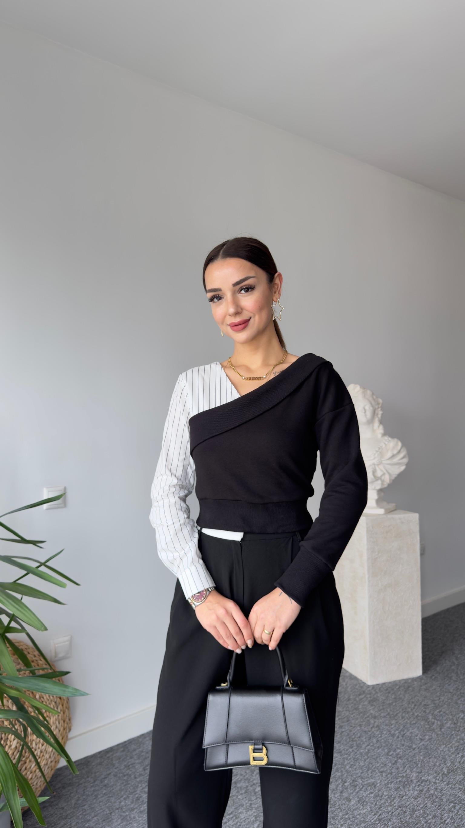 Gömlek Garni Ön Arka V Sweatshirt