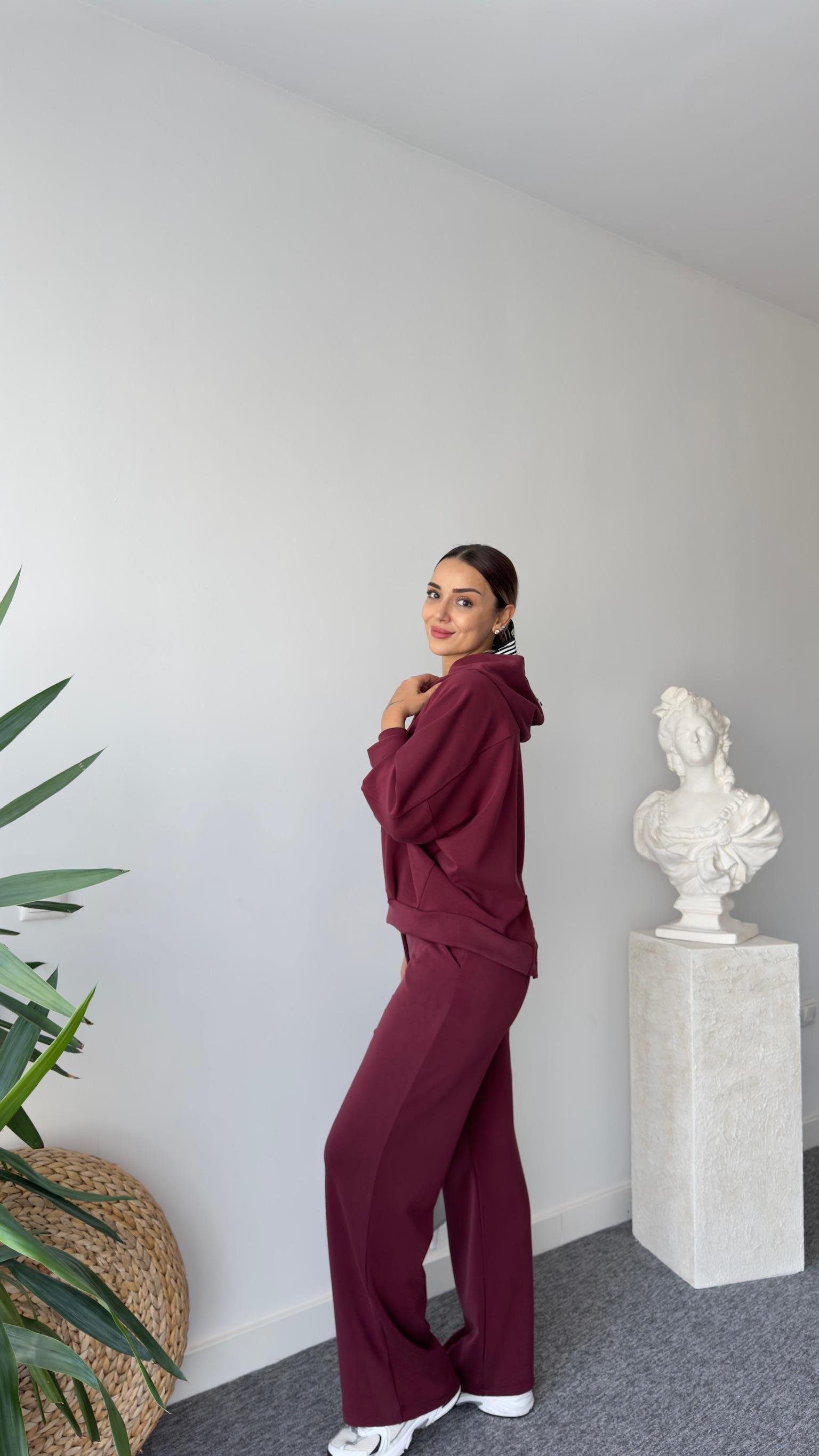 Datu Çıtçıtlı Bordo Modal Takım