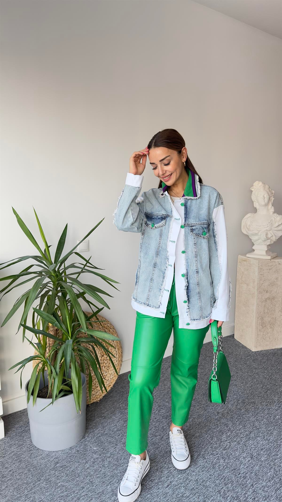 Yaka Ribanalı Denim Ceket