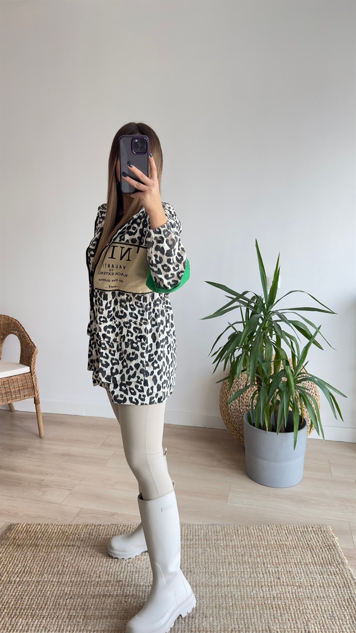 Renkli Leopar Desen Tasarım Ceket