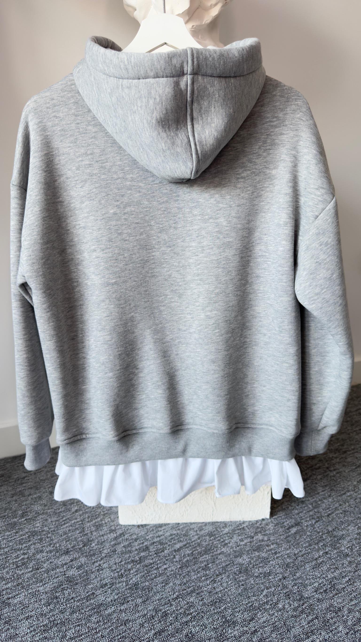 Altı Poplin Detay Yanlar Fermuarlı Gri Sweat
