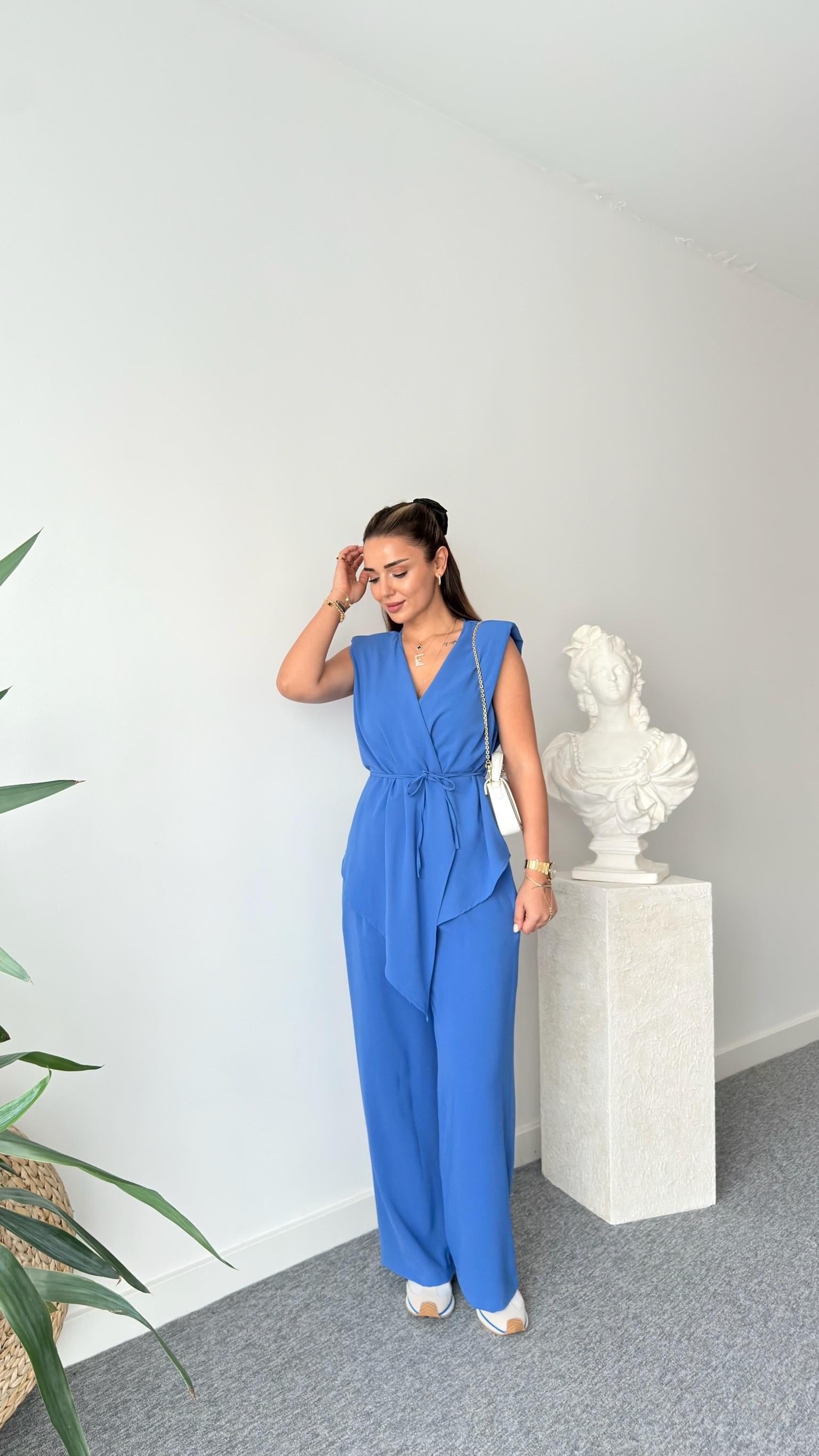 Mavi Jovo Asimetrik Kesim Vatkalı Takım