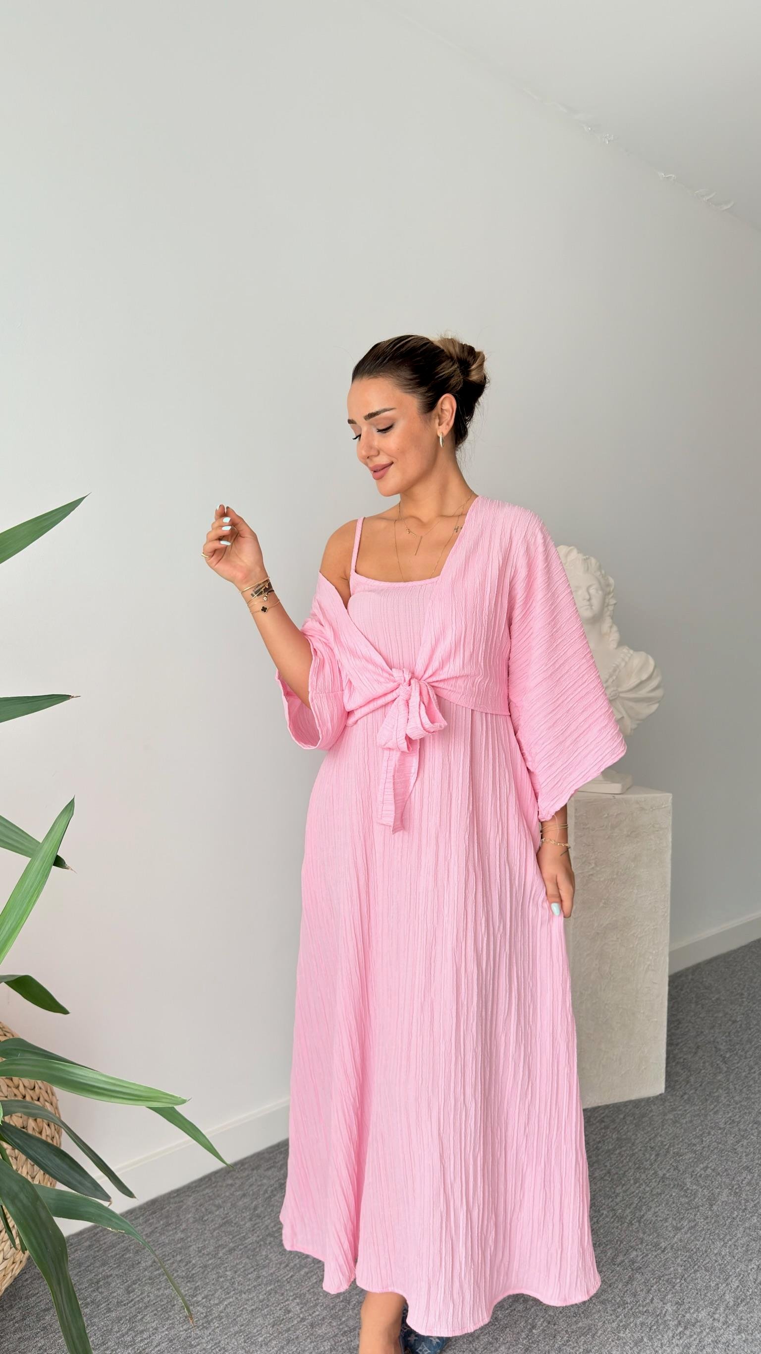 Pembe Merla İkili Elbise Takım