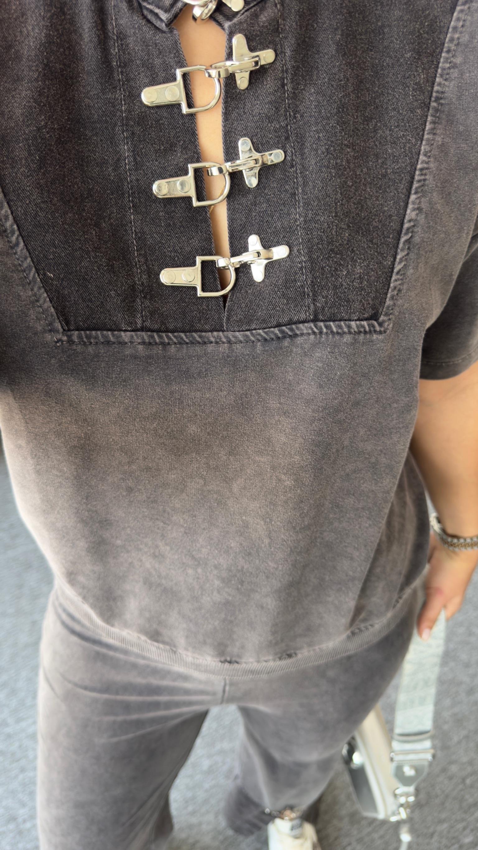 Kancalı Yıkamalı Antrasit Eşofman Takımı
