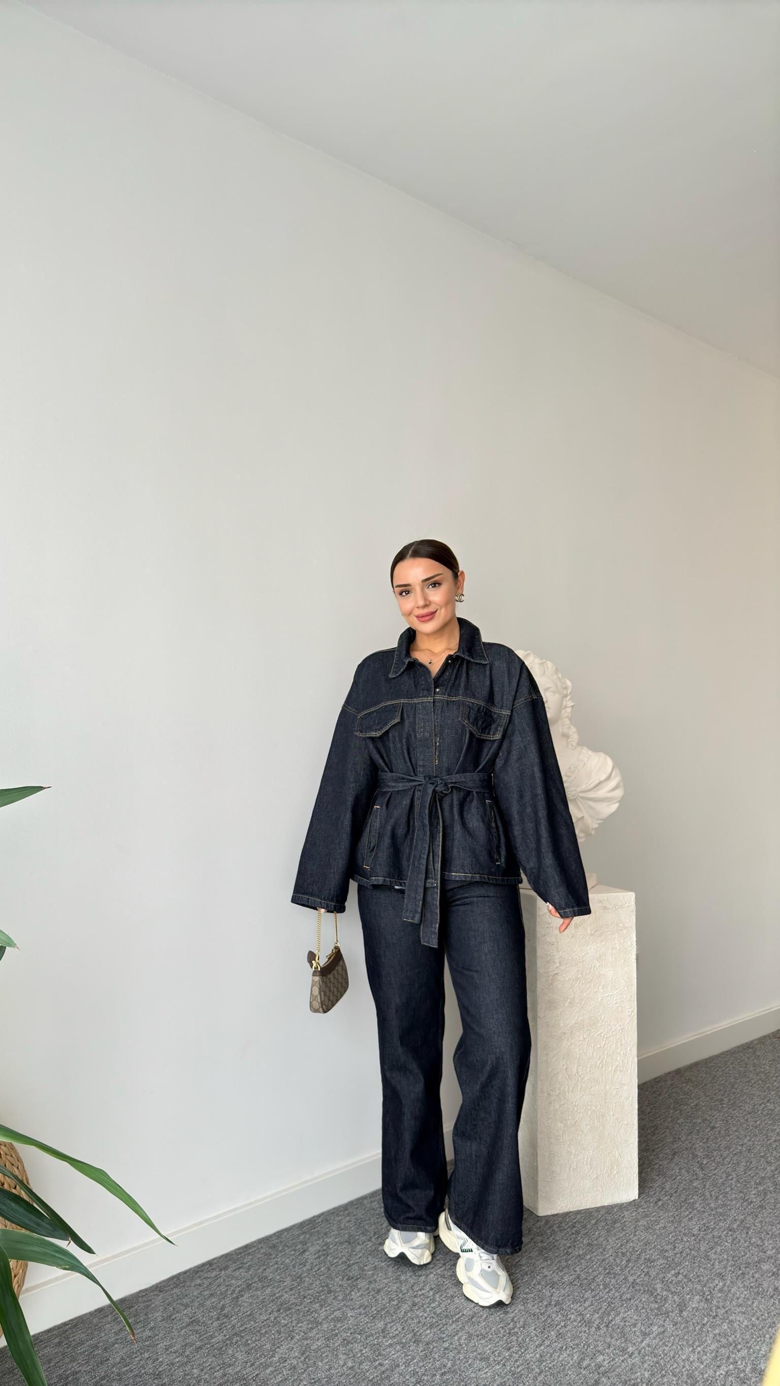 Gradi Belden Bağlamalı Denim Takım