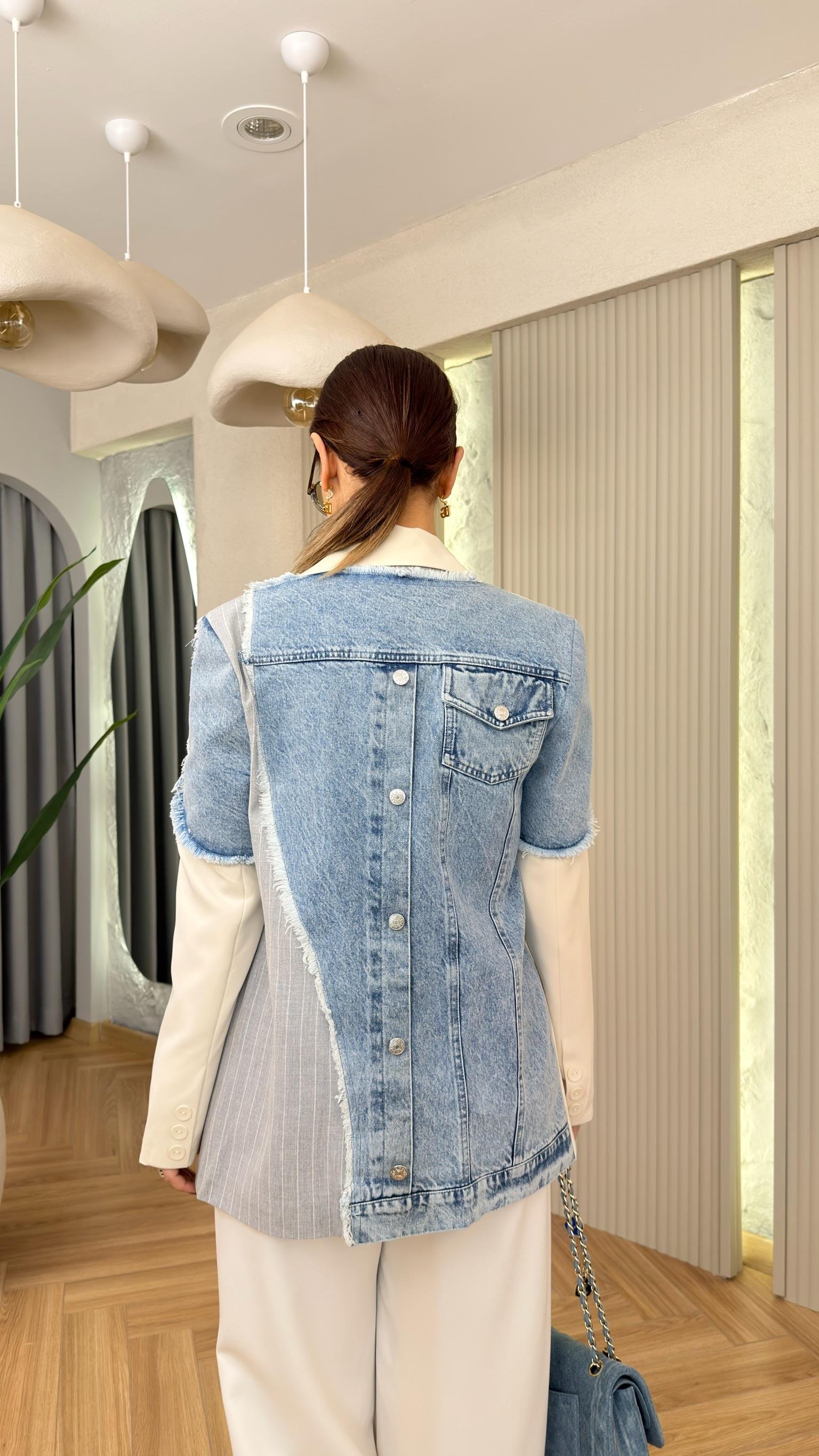 Parlice Sırt Kot Garnili Tasarım Premium Blazer