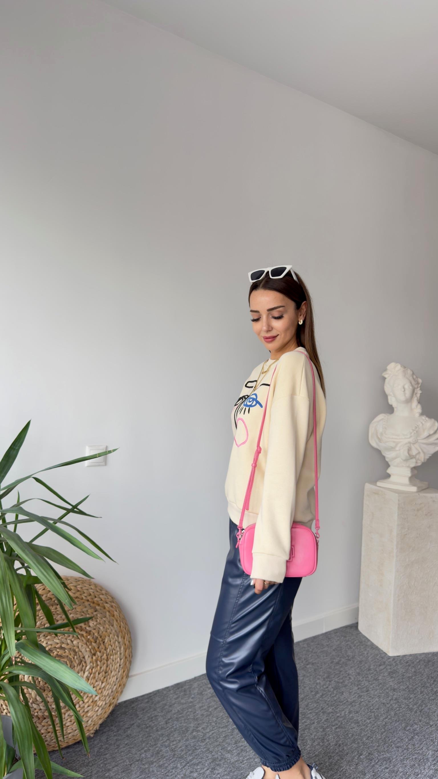 Yüz Figürlü Zra Model Bej Sweat