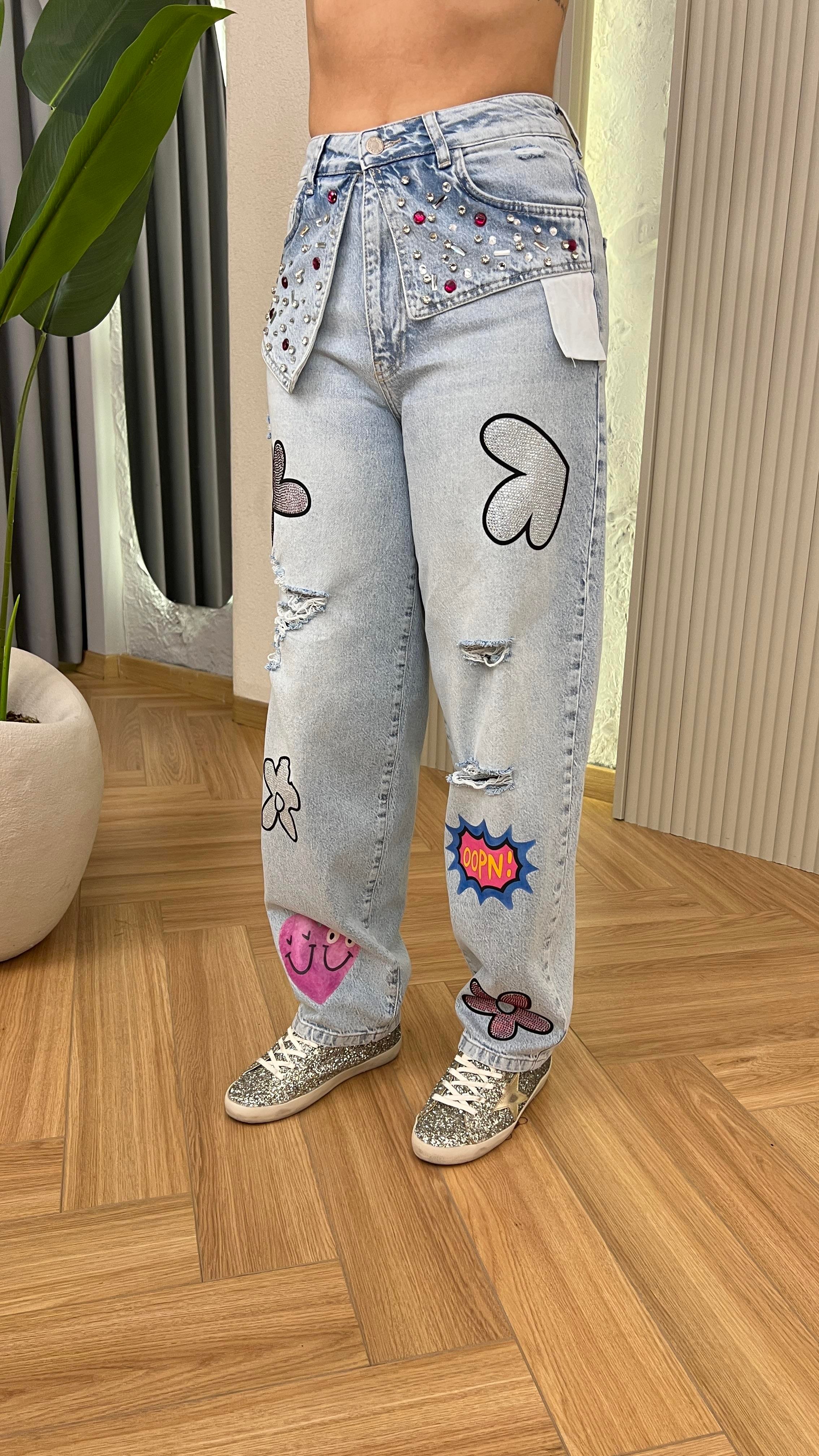 Betta Taş Ve Baskı Detaylı Tasarım Jean 
