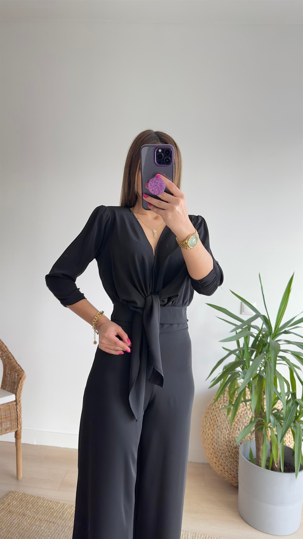 Roma Saten Bluz Pantolon Takım