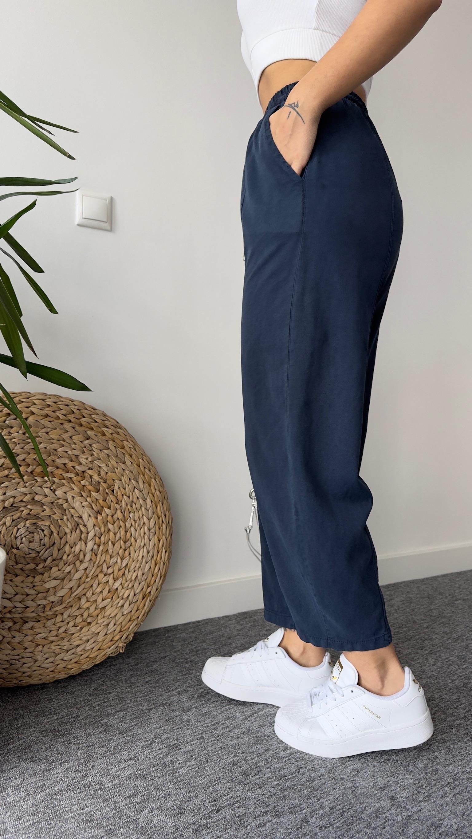 Rafel Bel Lastikli Lacivert Balon Pantolon
