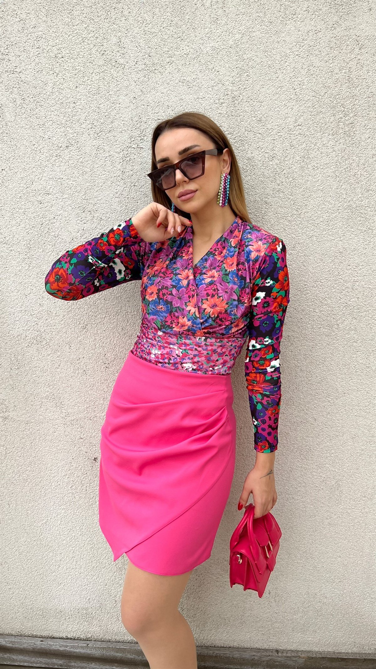 Floral Desen Büzgülü Bluz