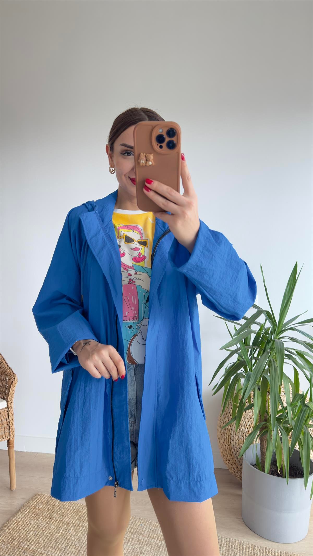Madis Oversize Mavi Yağmurluk 