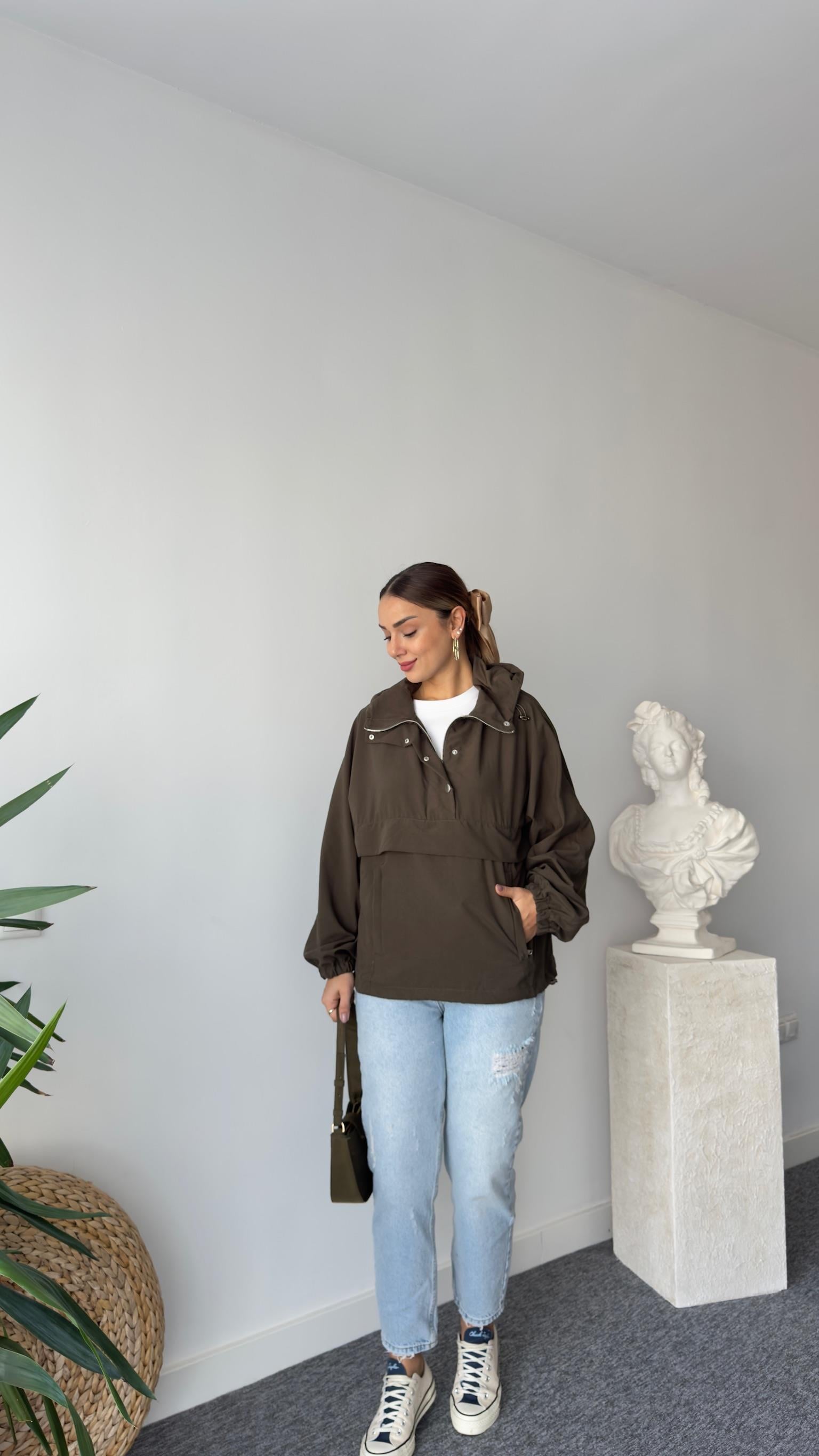 Glista Çıtçıt Düğmeli Haki Zra Sweatshirt