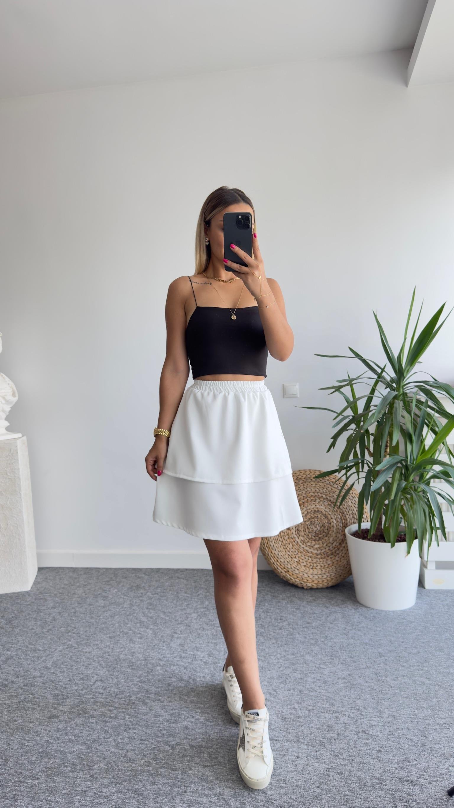 Korse Detaylı Likralı Crop Etekli Takım