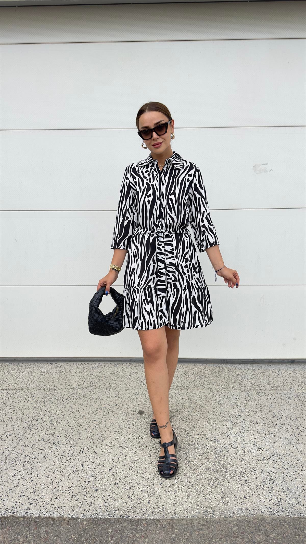 Peris Zebra Desen Gömlek Elbise 
